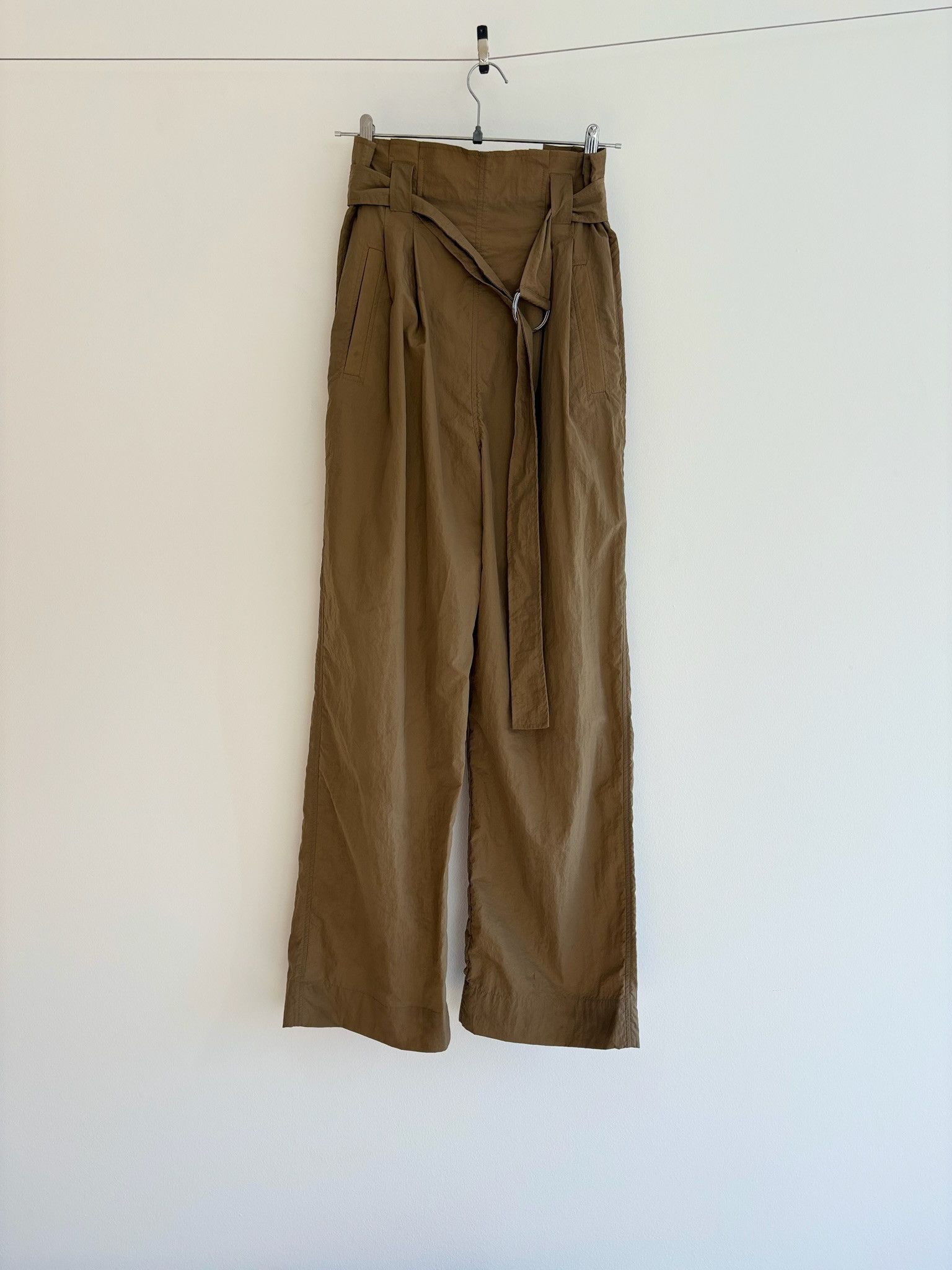 GANNI TECH WIDE LEG NYLON PANTS