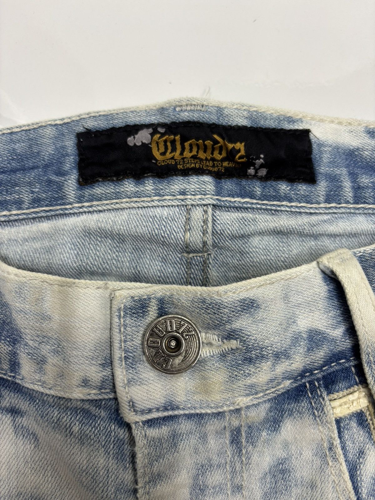 If Six Was Nine × Le Grande Bleu (L.G.B.) × Yasuyuki Ishii 🔥VINTAGE CLOUD72 BLEACHED DISTRESSED DENIM JEANS Size US 32 / EU 48 - 9 Thumbnail