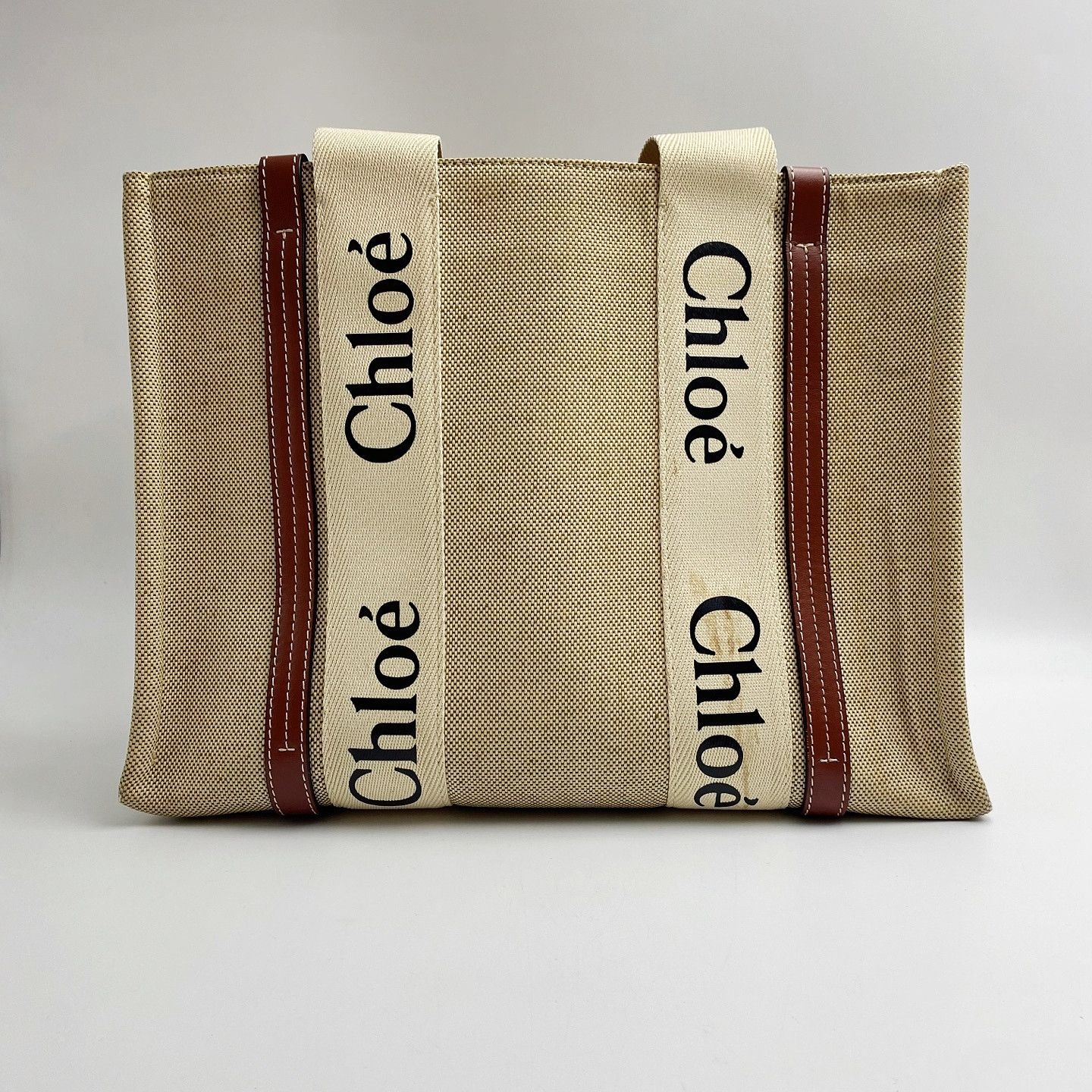 Chloe Chloe Woody Medium Linen Canvas Tote Bag Size ONE SIZE - 1 Thumbnail