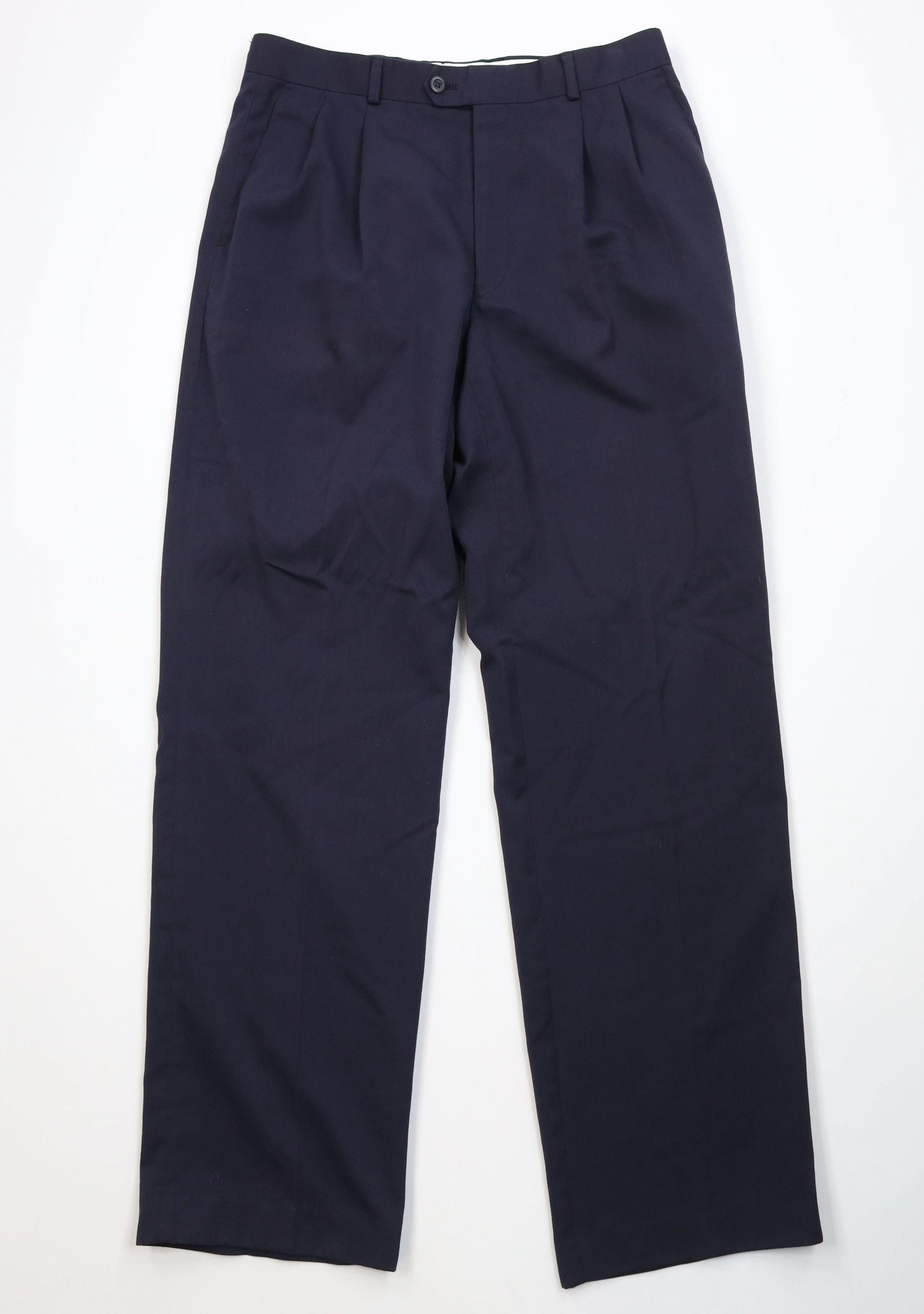 Vintage Vintage 90s Gabardine Knit Wide Leg Chino Pants Navy Blue Size US 32 / EU 48 - 1 Thumbnail