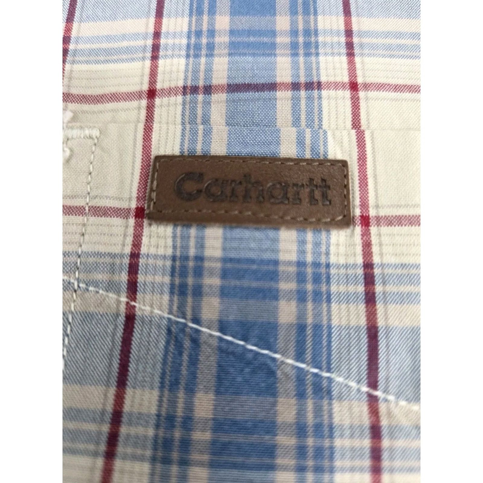 Carhartt Carhartt Mens Short Sleeve Button Up Plaid Multicolored Shirt Logo XL Curtains? Size US XL / EU 56 / 4 - 5 Thumbnail