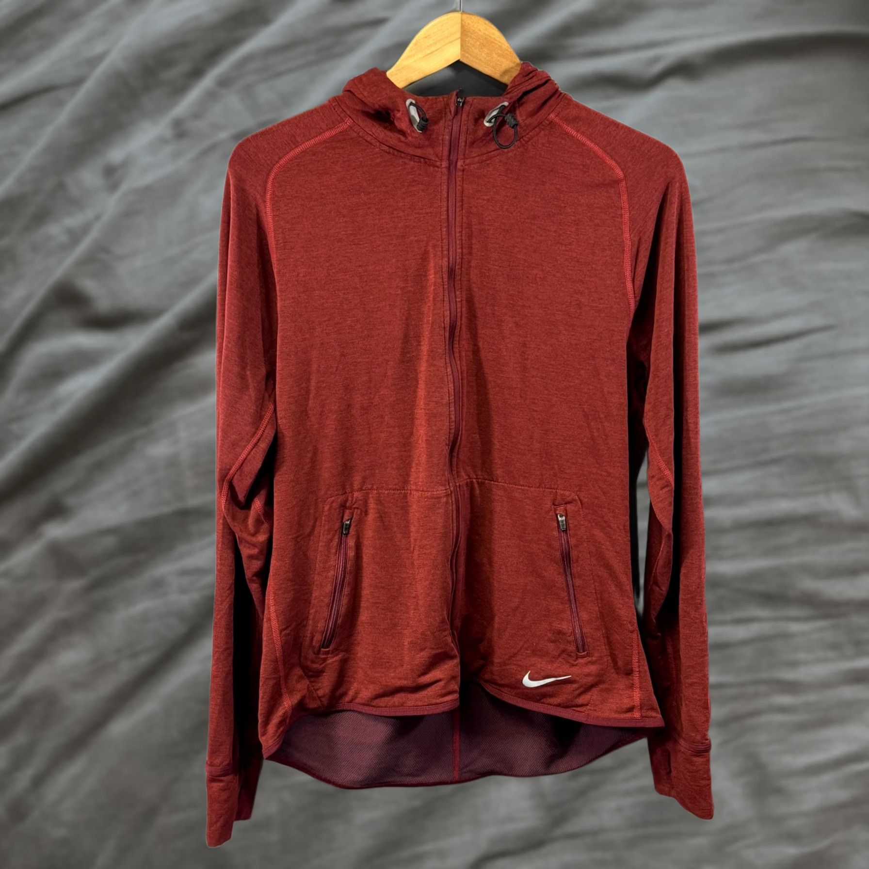 Nike Nike Dri-FIT Running Jacket Women’s Large Red Full Zip Hooded Lightweight 598241-608 Size L / US 10 / IT 46 - 1 Thumbnail
