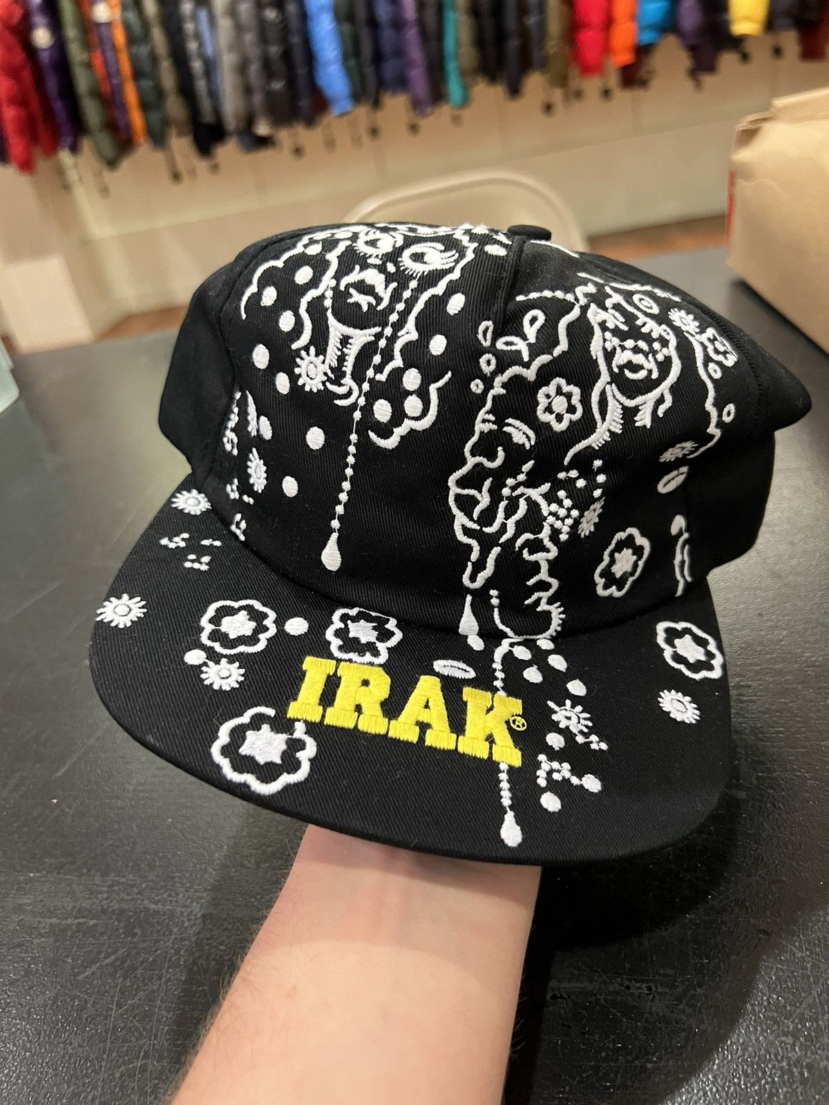 image of Denim Tears Irak Snap Back Hat in Black, Men's