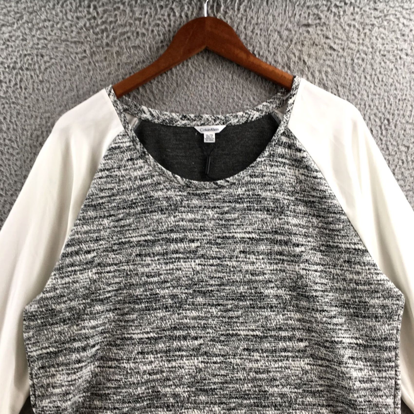 Calvin Klein Calvin Klein Top Womens XL Gray Marled Long Sleeve Chiffon Hem Blouse Size XL / US 12-14 / IT 48-50 - 2 Thumbnail