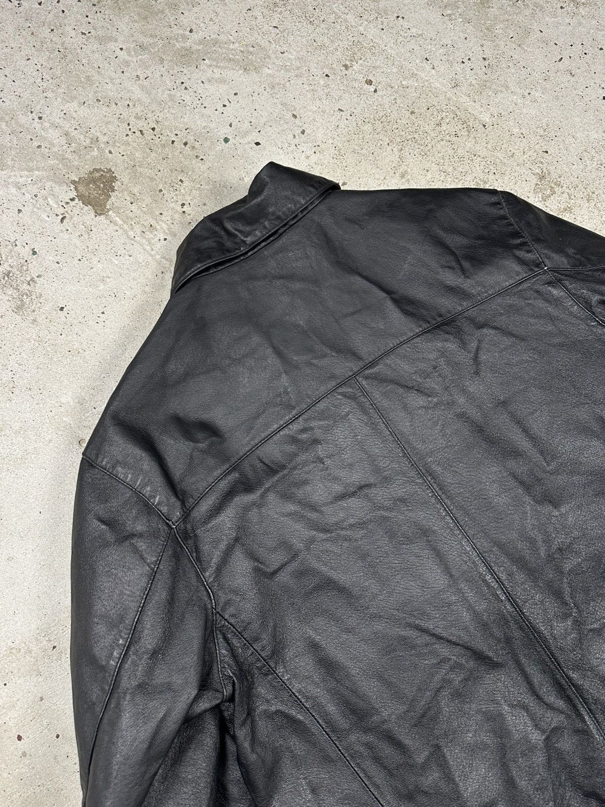 Vintage Vintage 90s Black Utility Leather Bomber Jacket Size US M / EU 48-50 / 2 - 12 Thumbnail