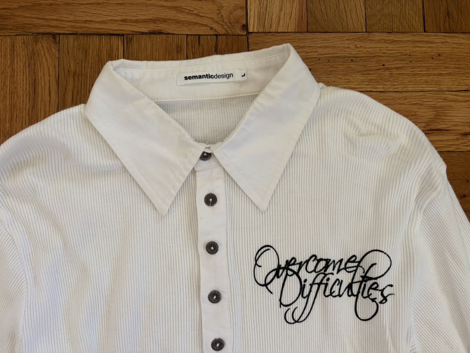 If Six Was Nine Semantic Design "Be the Change" Button Up Polo Size US M / EU 48-50 / 2 - 3 Thumbnail