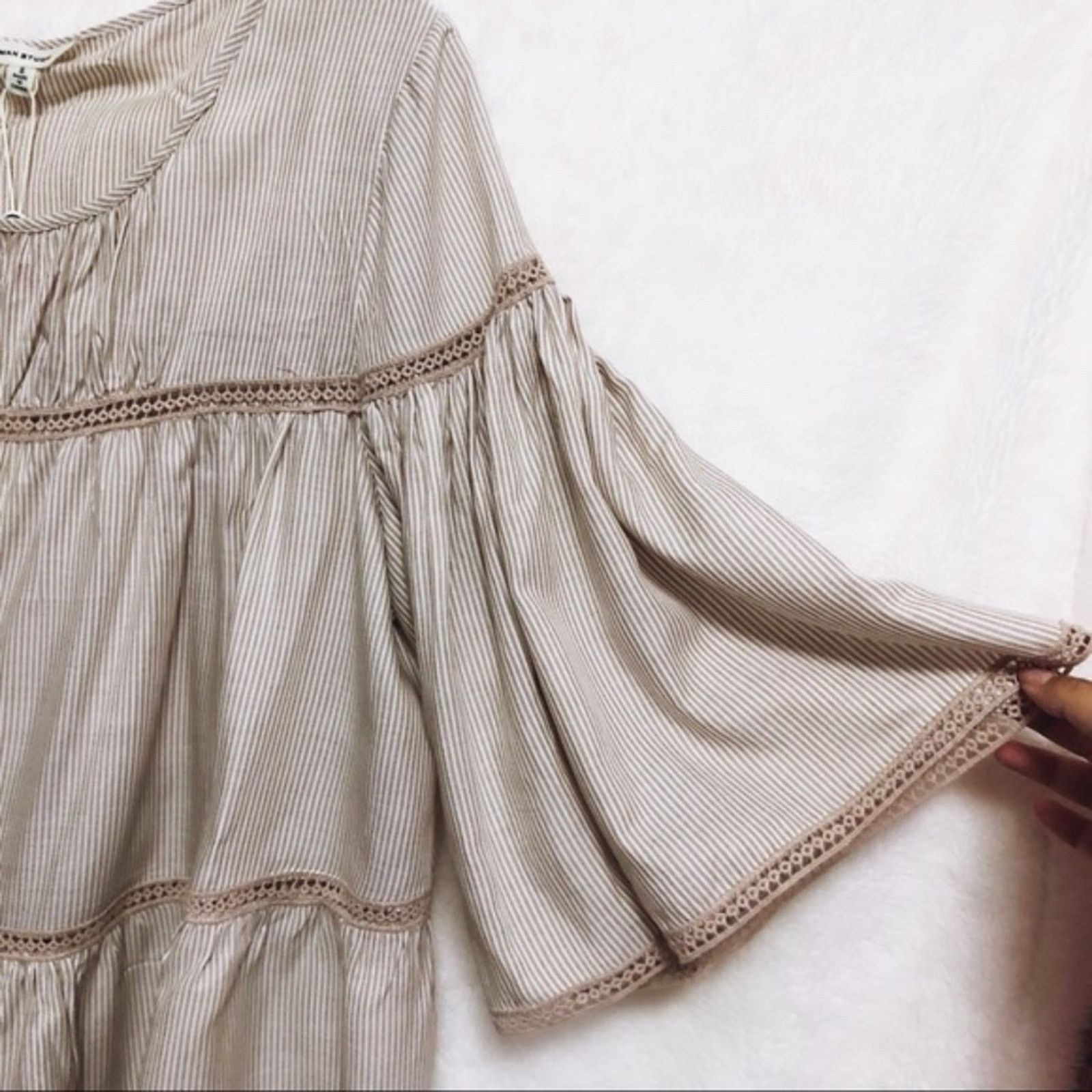 Other Max Studio Light Tan and White Striped Shirt Size S / US 4 / IT 40 - 4 Thumbnail