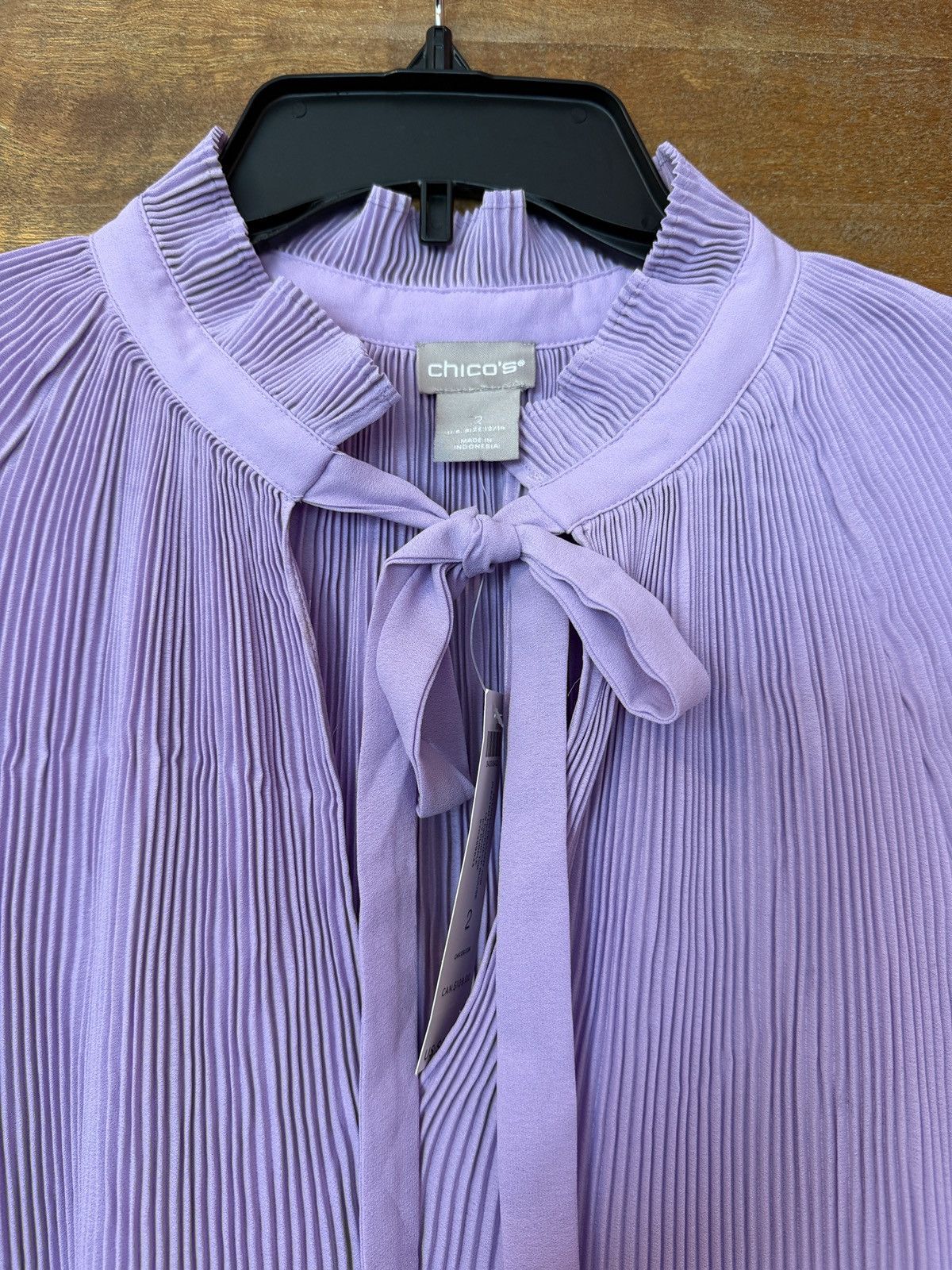 Chicos Chicos Woman Pleated Icy Purple Mockneck Peasant Raglan Top Size L / US 10 / IT 46 - 8 Thumbnail