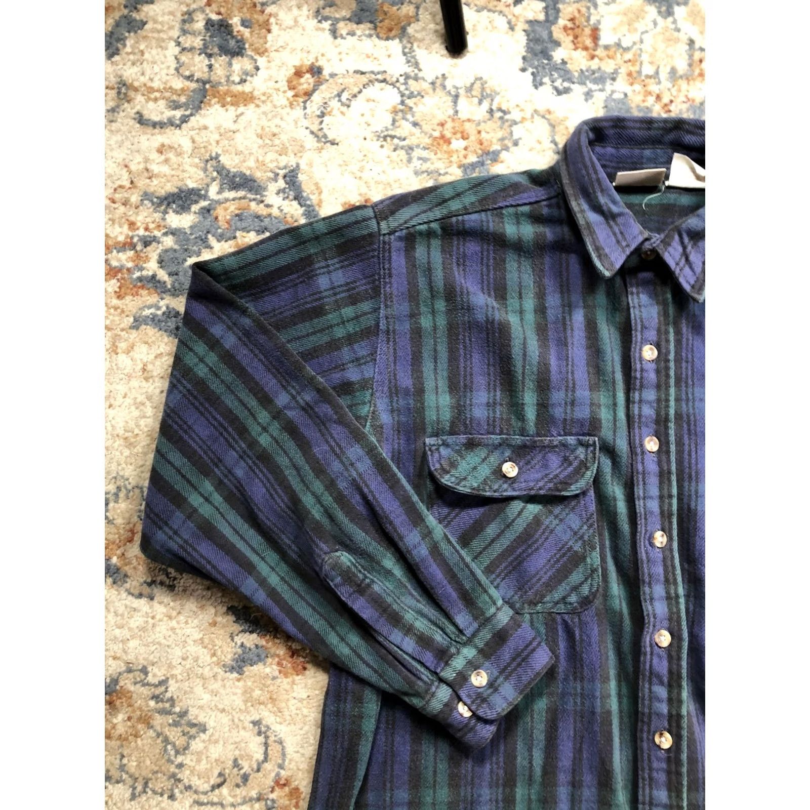 Vintage VINTAGE Five Brothers Flannel Shirt Mens XLT Green Blue Plaid Workwear Button Up Tall Size US XL / EU 56 / 4 - 3 Thumbnail