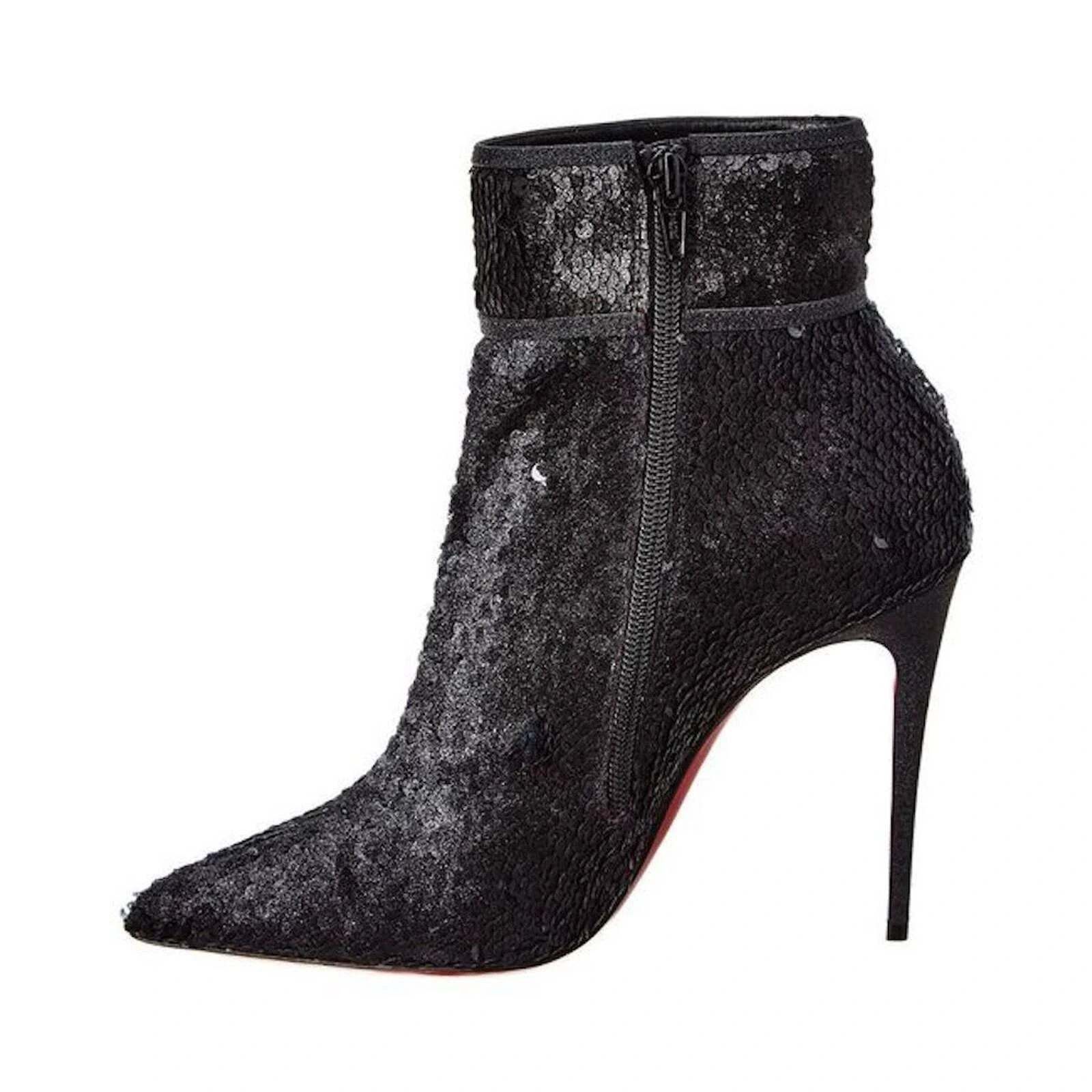 Christian Louboutin Christian Louboutin Moulakate 100 Black Sequin Glitter Heel Size US 5.5 / IT 35.5 - 11 Thumbnail