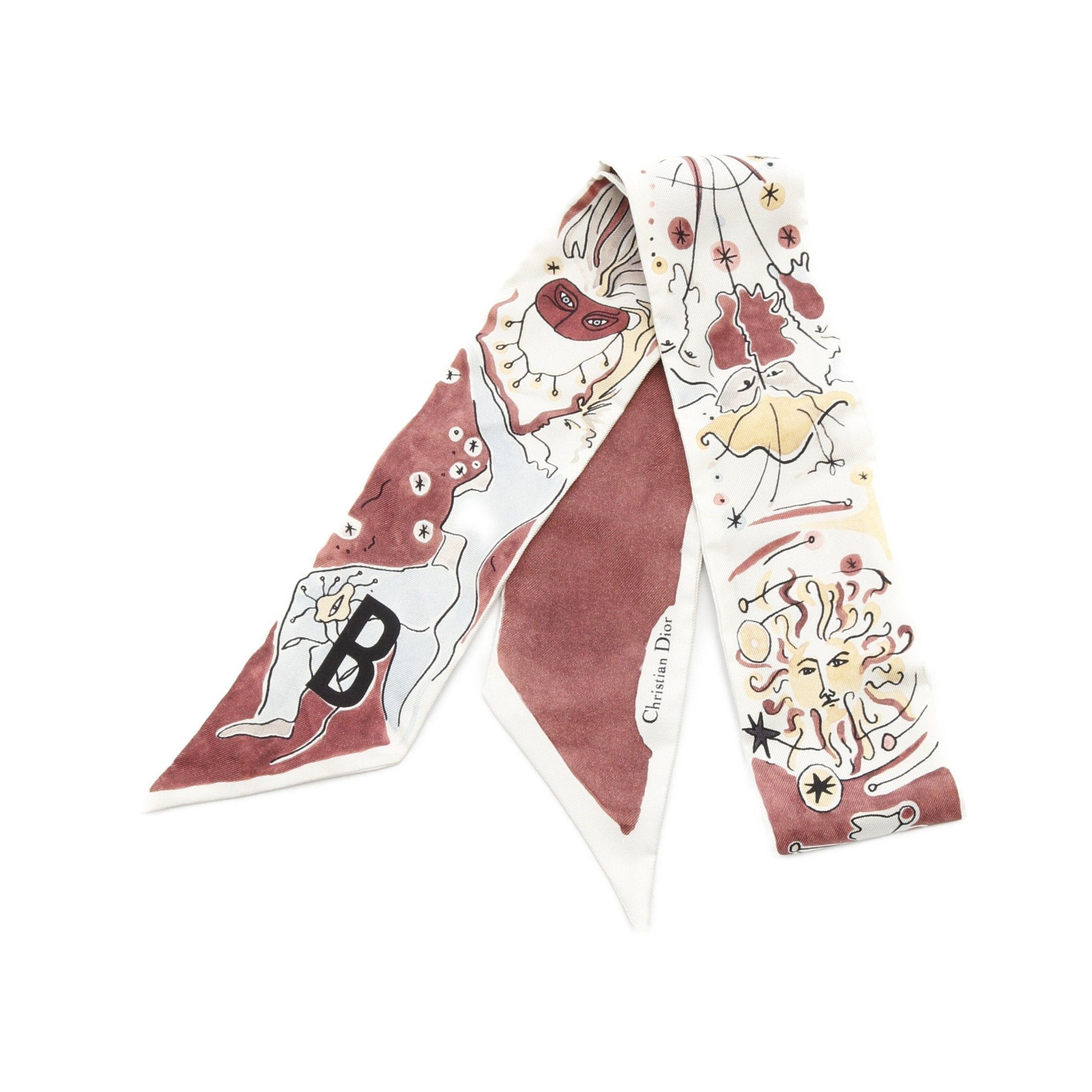 Dior Dior Mitzah Scarf Silk Bordeaux White Size ONE SIZE - 1 Thumbnail