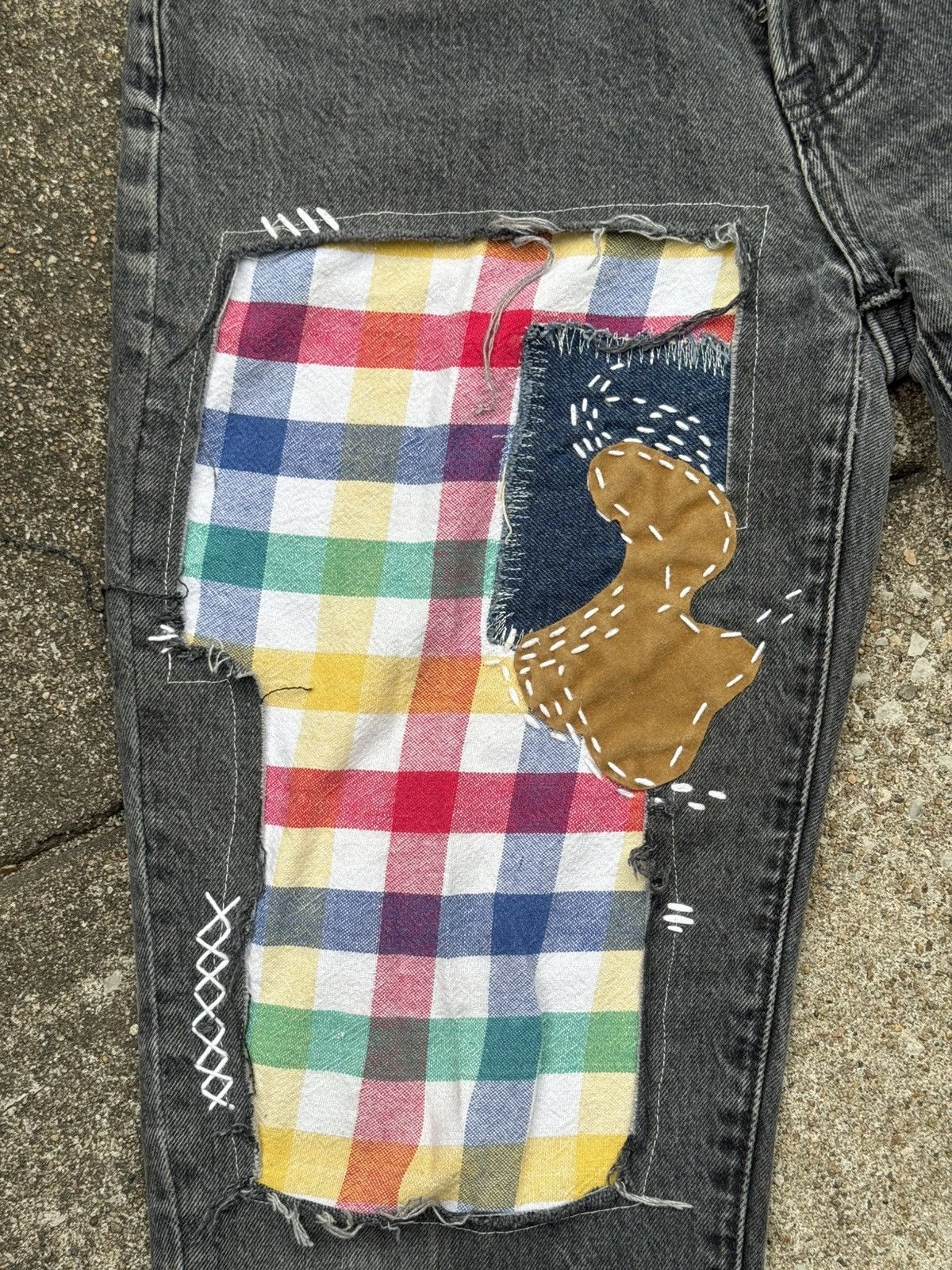 Abercrombie & Fitch Custom Rework A&F Loose Fit Jeans - Patchwork and Sashiko Size US 30 / EU 46 - 6 Thumbnail