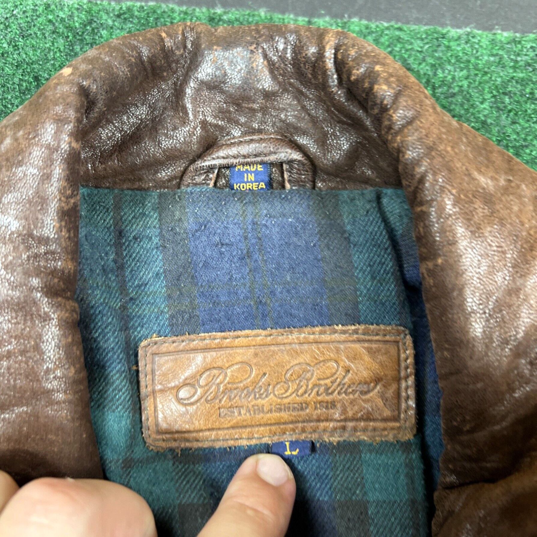 Eddie Bauer Eddie Bauer Lamb Skin Leather Jacket Sz L Plaid Field Military Size US L / EU 52-54 / 3 - 4 Thumbnail