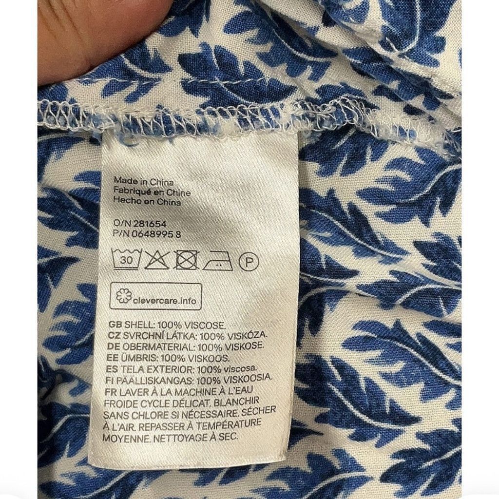 H&M H&M Blue Patterned Midi Dress Size L / US 10 / IT 46 - 4 Thumbnail