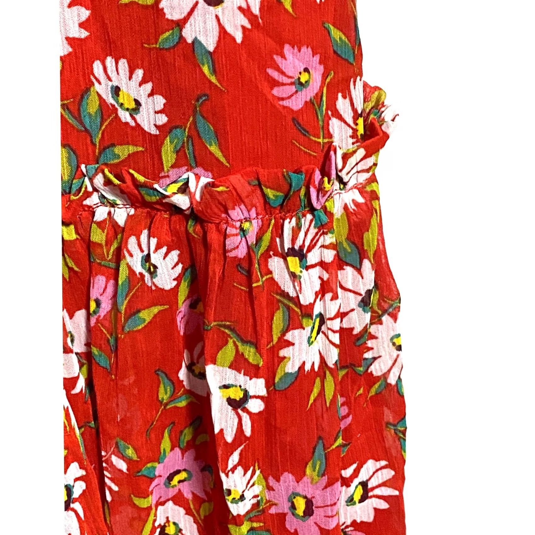 Vintage Draper James Red Floral V Neck Midi Dress 3X Tiered Belted Ruffles Feminine Chic Dress Size XXL / US 16-18 / IT 52-54 - 3 Thumbnail
