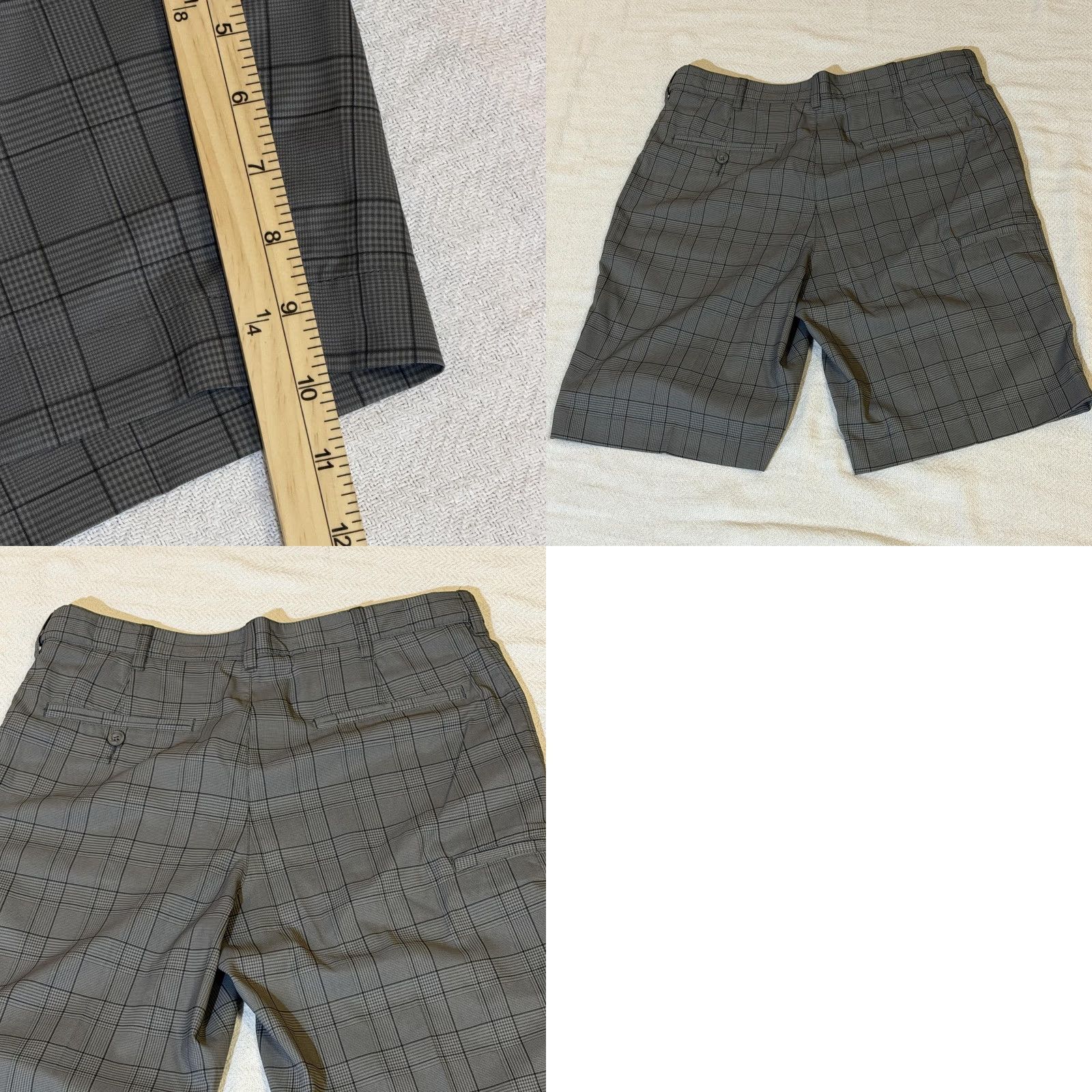 PGA Tour PGA TOUR Golf Shorts Mens 32 Gray Plaid Stretch Performance Flat Front Casual Shirt Size US 32 / EU 48 - 9 Thumbnail