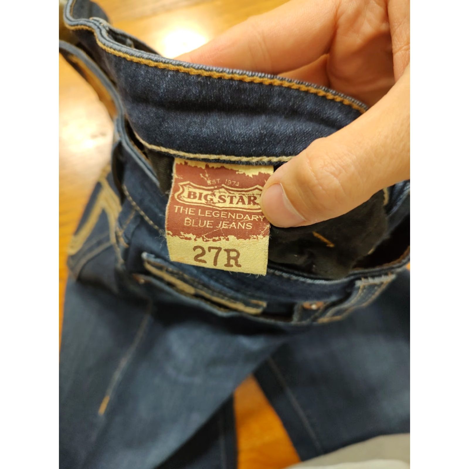 Vintage BIG STAR Jeans Women Bootcut 27R Regular 28x31 Blue Denim Dark Distressed Stretch 5-Pocket Zip Button Buckle Bke USA Hipster Rock Stars Vintage No N/A Size 27" / US 4 / IT 40 - 7 Thumbnail
