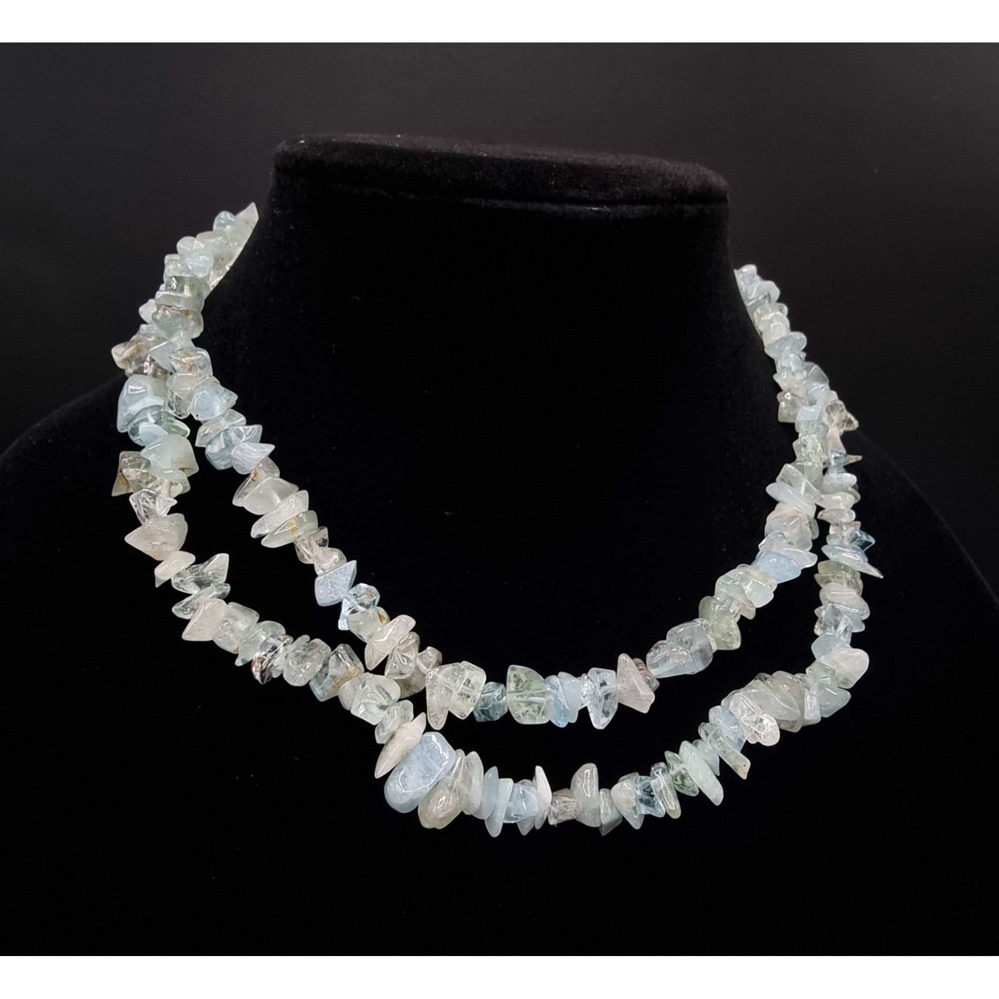 Vintage Long Natural Aquamarine Chip Bead Necklace Size ONE SIZE - 1 Thumbnail