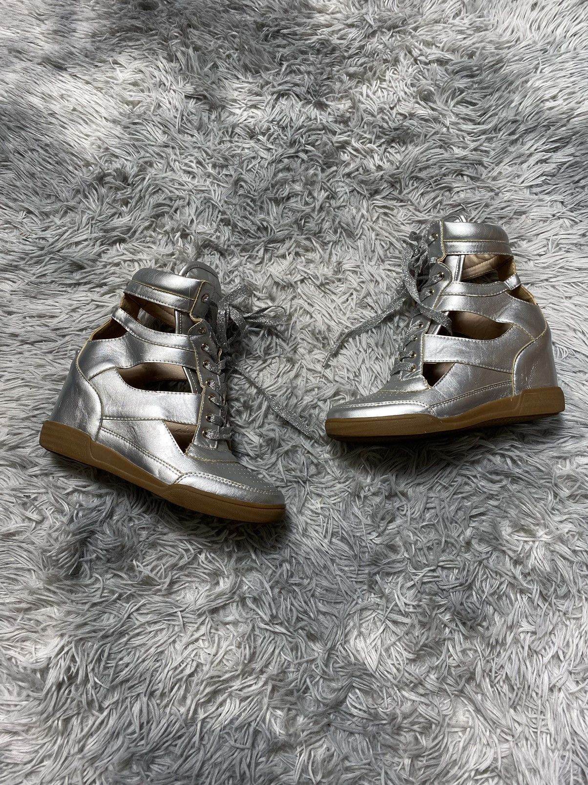 Japanese Brand Sorte Felice Silver Wedge Booties - EU 37 Size US 6.5 / IT 36.5 - 2 Thumbnail