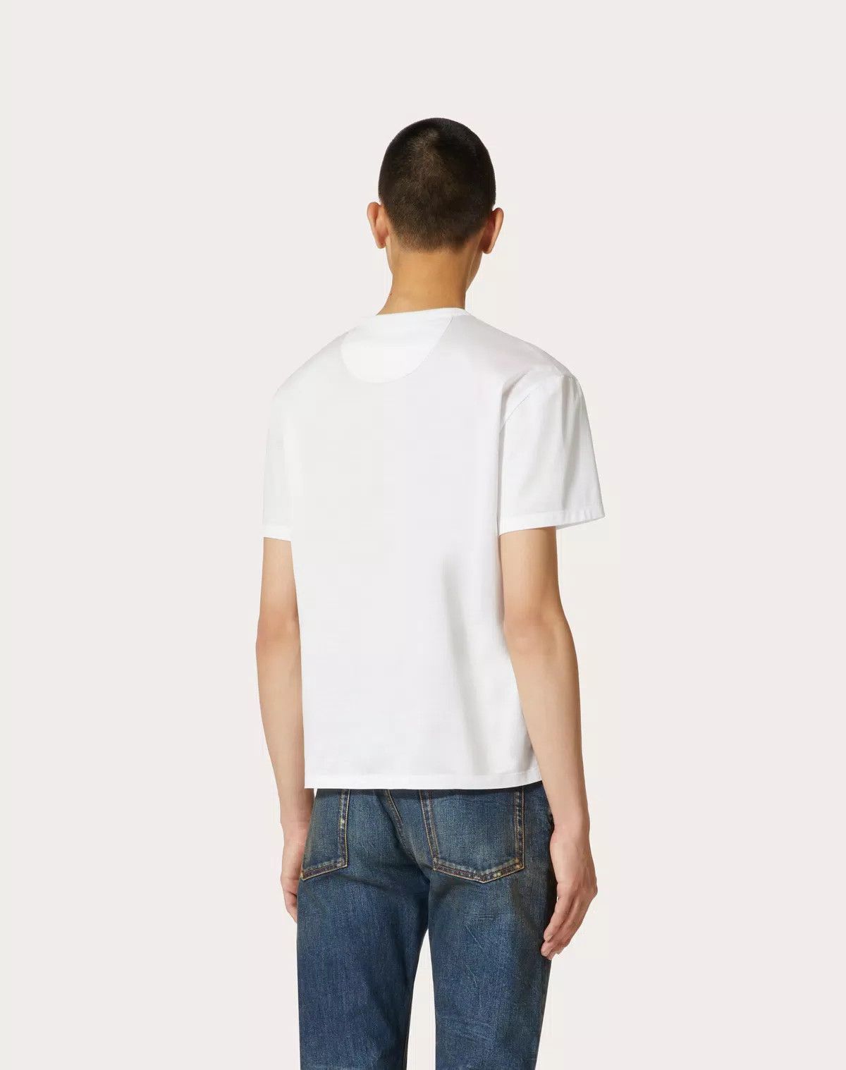 Valentino oc11z0625 Cotton T-Shirt With Inlaid Detail in White Size US S / EU 44-46 / 1 - 6 Thumbnail
