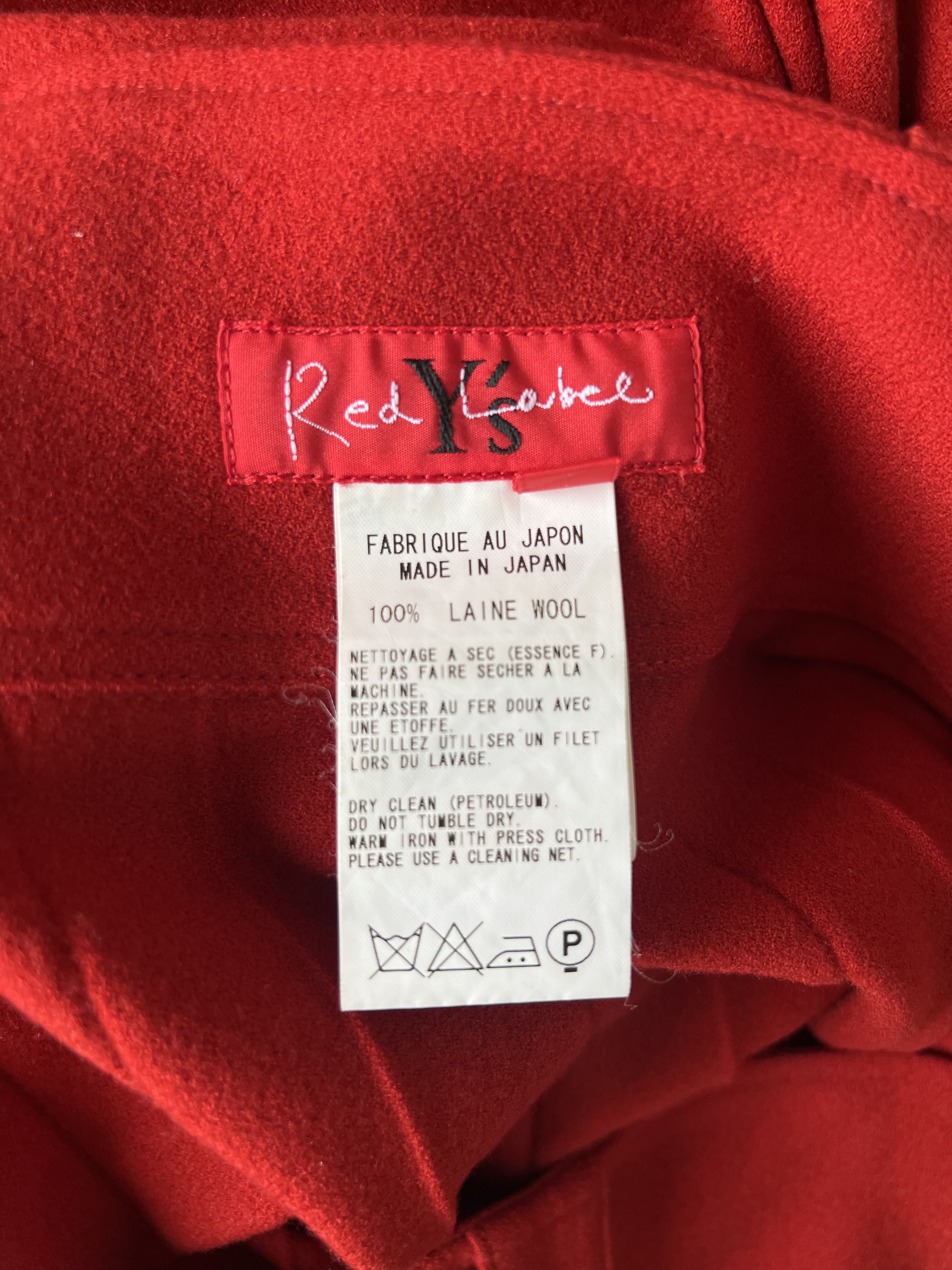 Yohji Yamamoto Yohji Yamamoto Y's - Red Wool Asymmetric Pleated Skirt Size 37" - 3 Thumbnail
