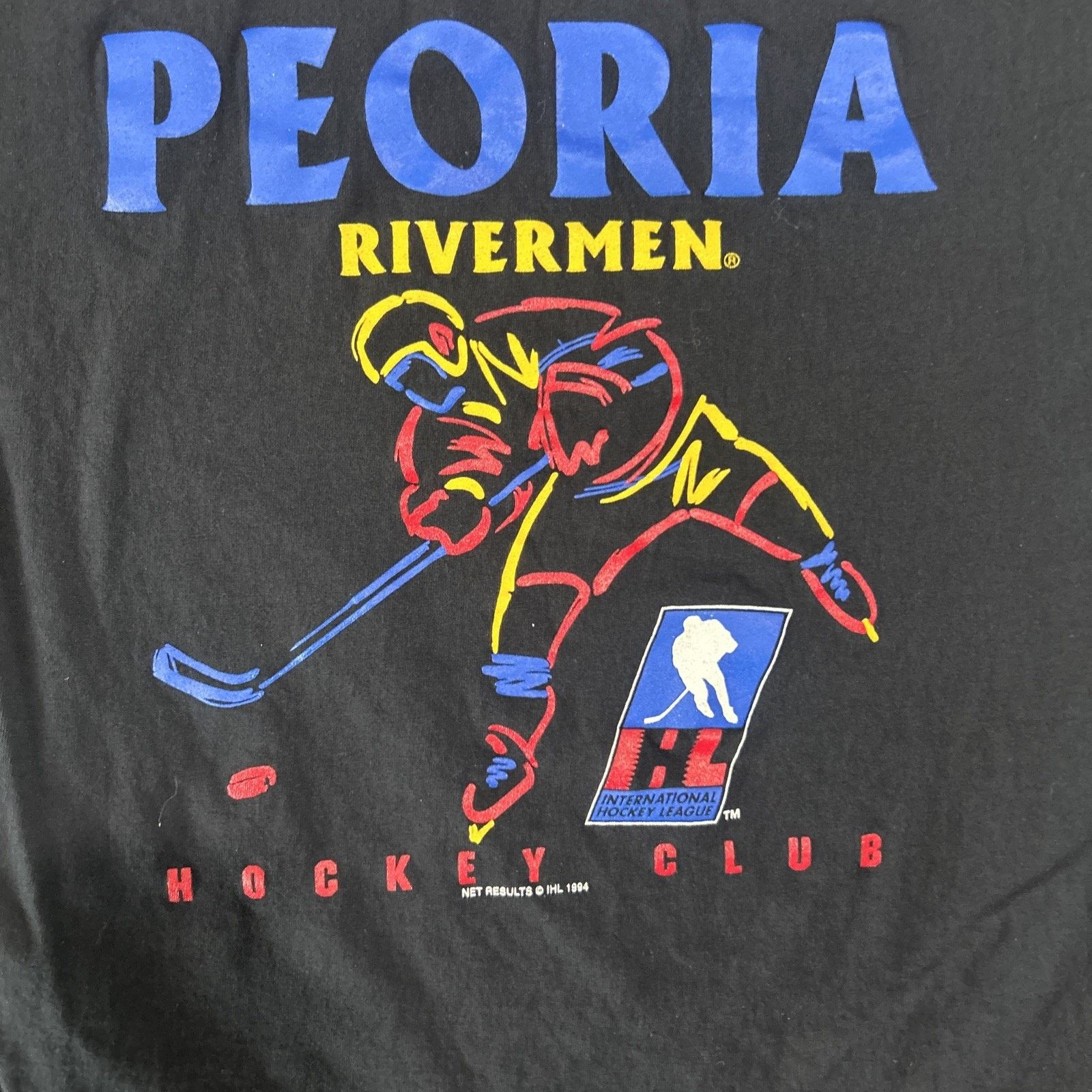 Other Vintage 1994 Peoria Rivermen IHL Hockey Black T-Shirt XL Size US XL / EU 56 / 4 - 2 Thumbnail