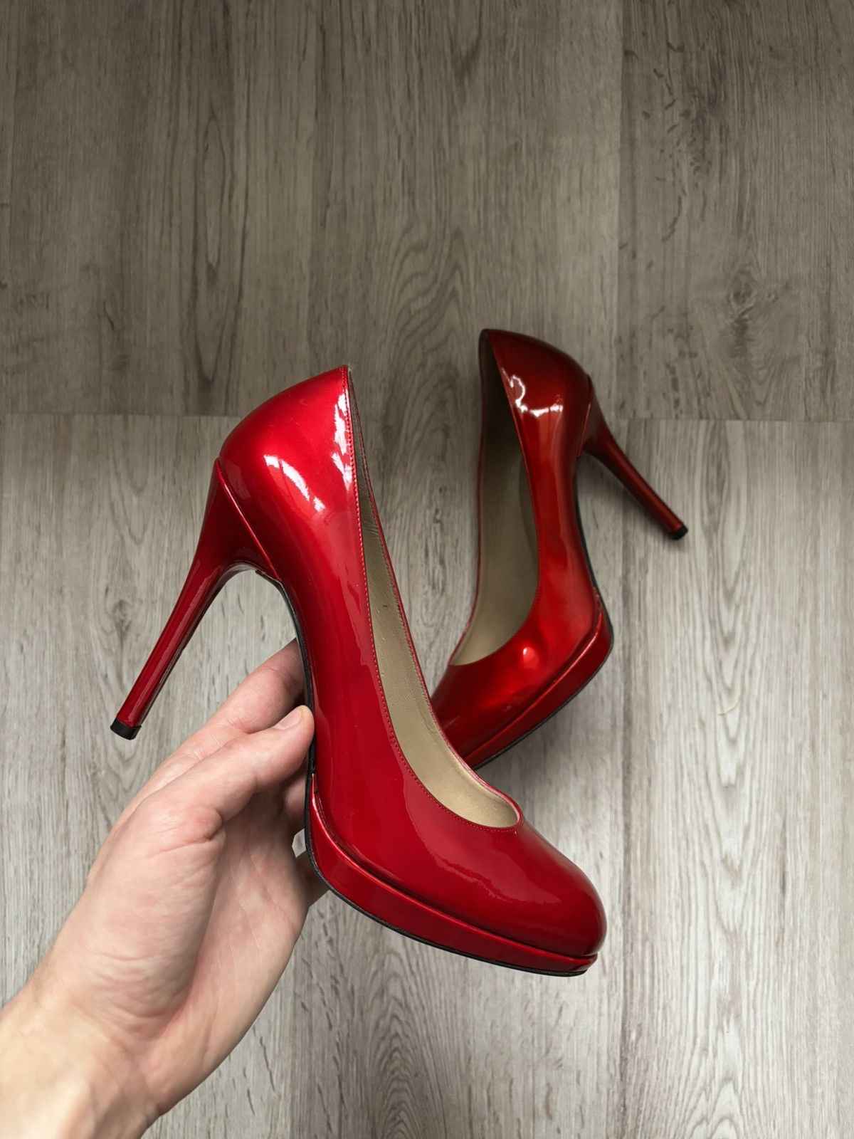 Stuart Weitzman Stuart Weitzman Red Patent Leather Platform Heels Minor Flaw Size US 9 / IT 39 - 1 Thumbnail