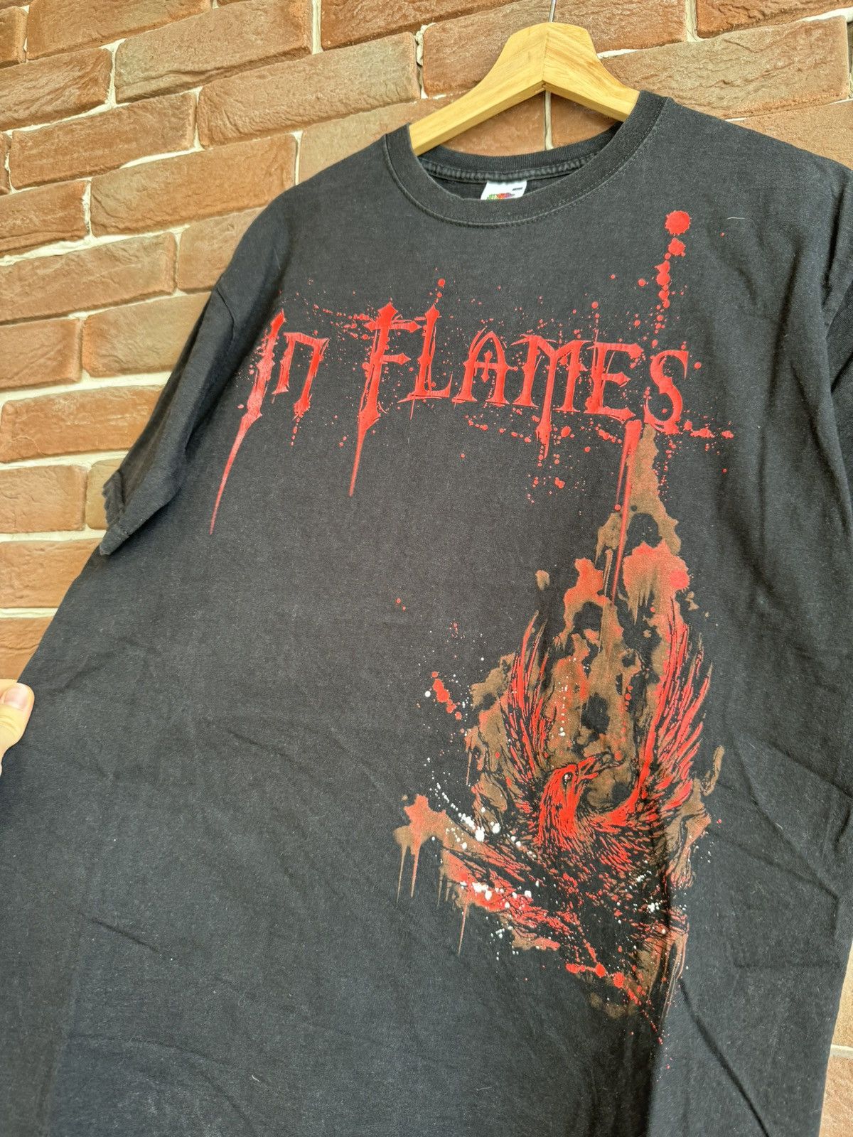 Band Tees Vintage 00s In Flames Phoenix Print Metal Rock Band T Shirt Size US L / EU 52-54 / 3 - 2 Thumbnail