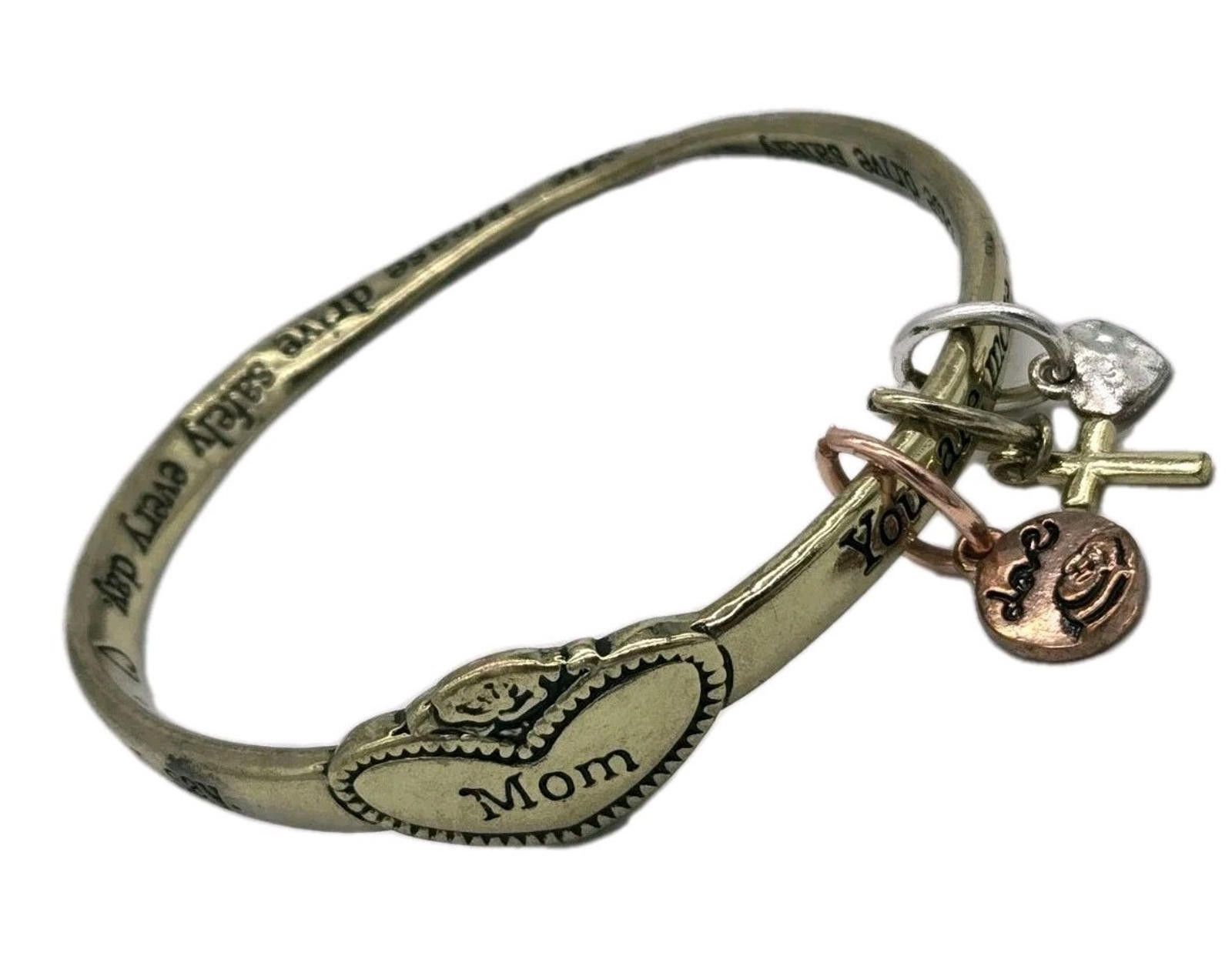 The Unbranded Brand Mom Mobius Twist Bangle Bracelet Charms Inspirational Messag Size ONE SIZE - 1 Thumbnail