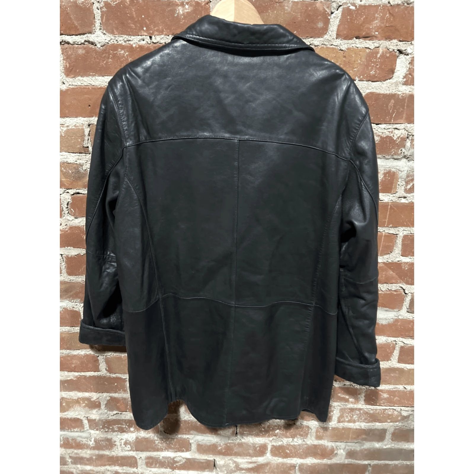 Vintage VINTAGE Wilsons Leather Jacket Women’s Pelle Studio XL Black Mid Length Button Up Belted Lined Pockets 90s City Classic Overcoat Size XL / US 12-14 / IT 48-50 - 3 Thumbnail