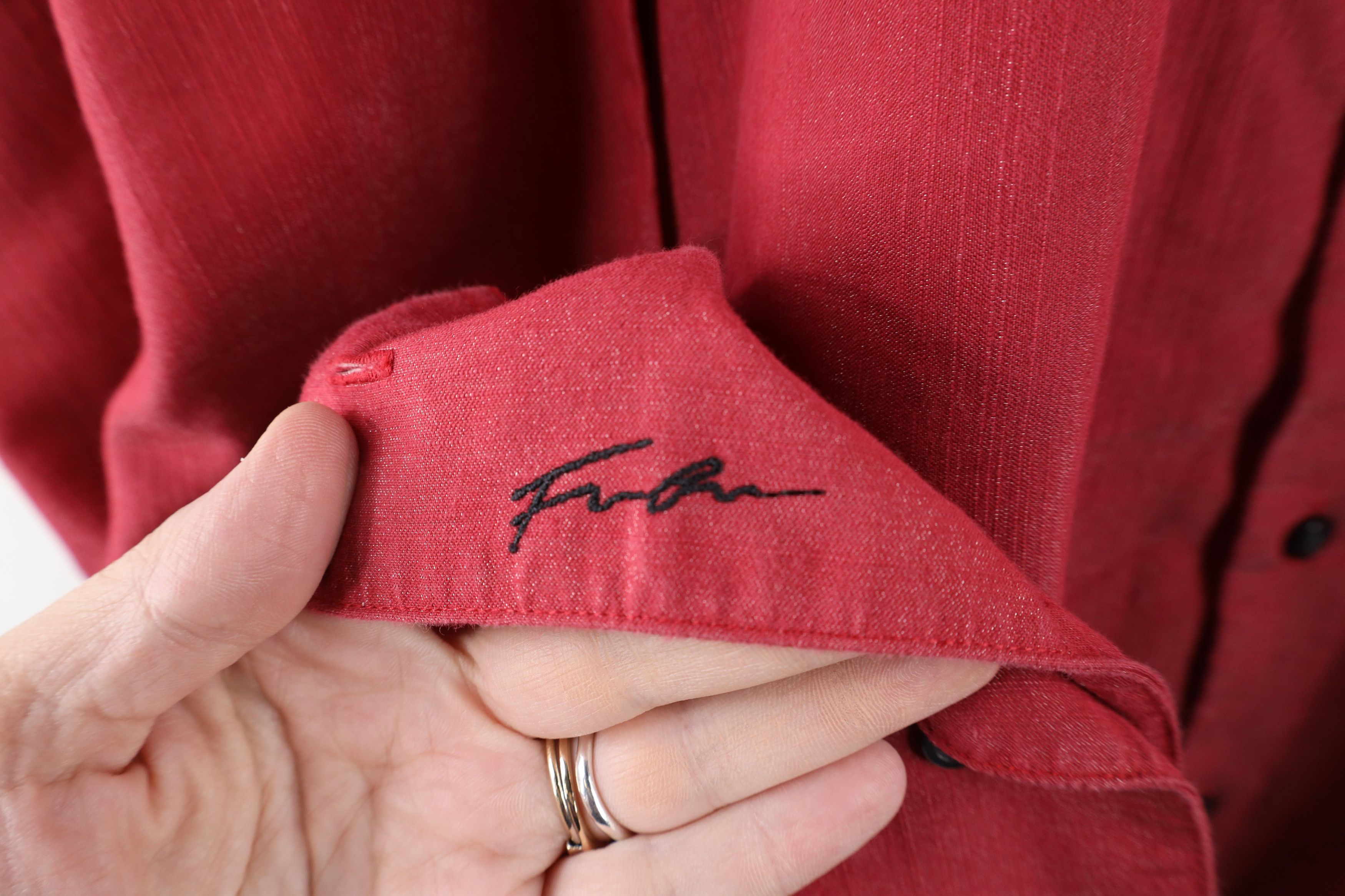 Fubu × Vintage Vintage 90s FUBU Spell Out Baggy Metallic Button Shirt Red Size US L / EU 52-54 / 3 - 4 Thumbnail