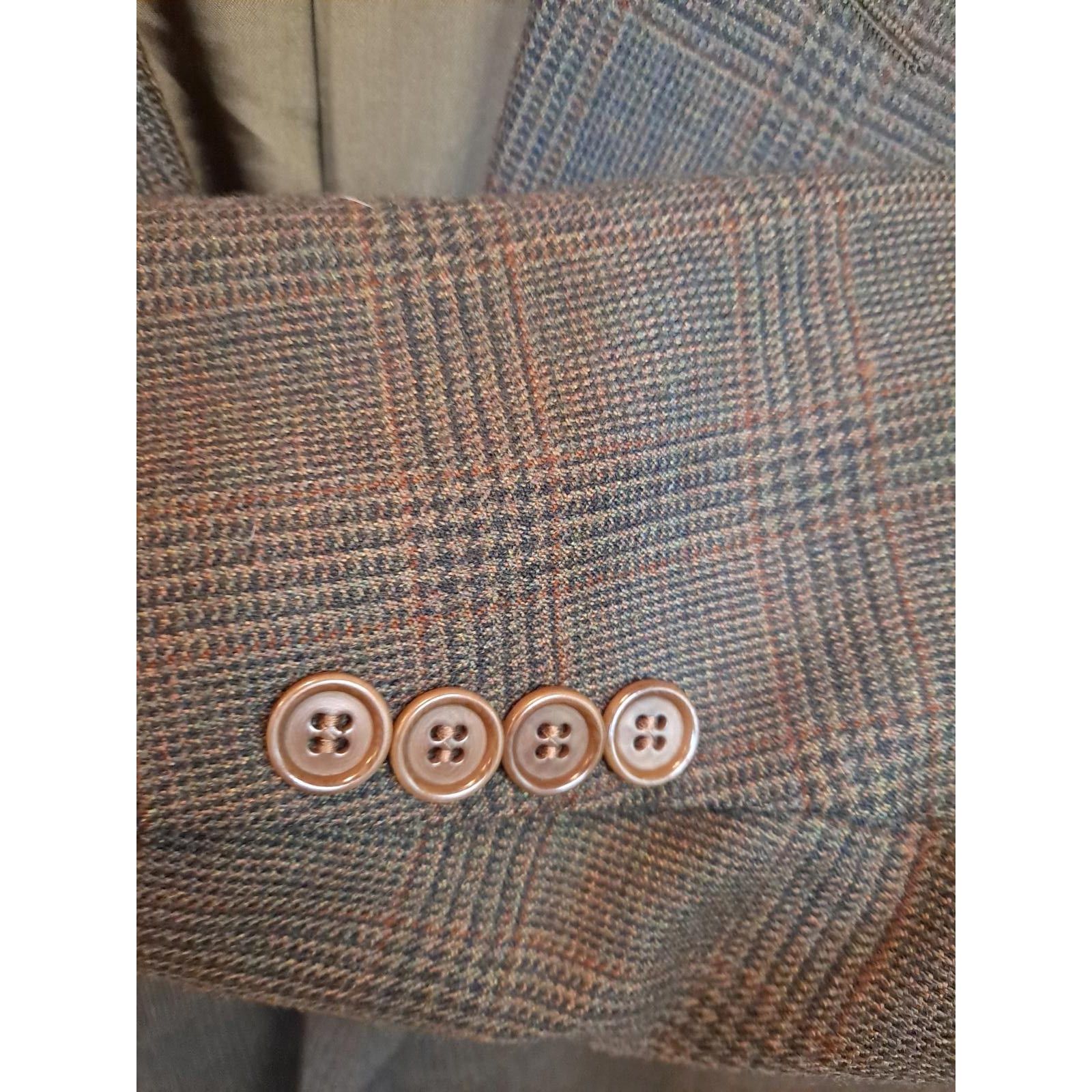 Brooks Brothers Brooks Brothers Tan Plaid 2 Button Blazer Wool/Cashmere Size 48R - 3 Thumbnail