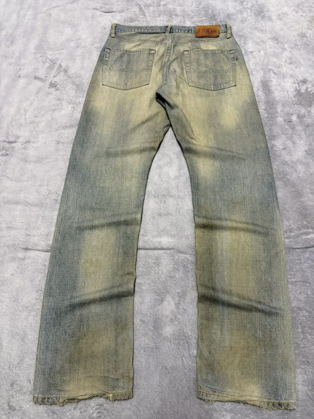 Edwin × Japanese Brand × Vintage Edwin 505 Mud Wash Selvedge Red Line Loose Straight Jeans Size US 31 - 3 Thumbnail