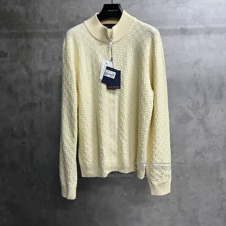 Louis Vuitton Louis Vuitton 24 Ivory Solid Zip-up Casual Long Sleeve Swe Size US XXL / EU 58 / 5 - 1 Thumbnail