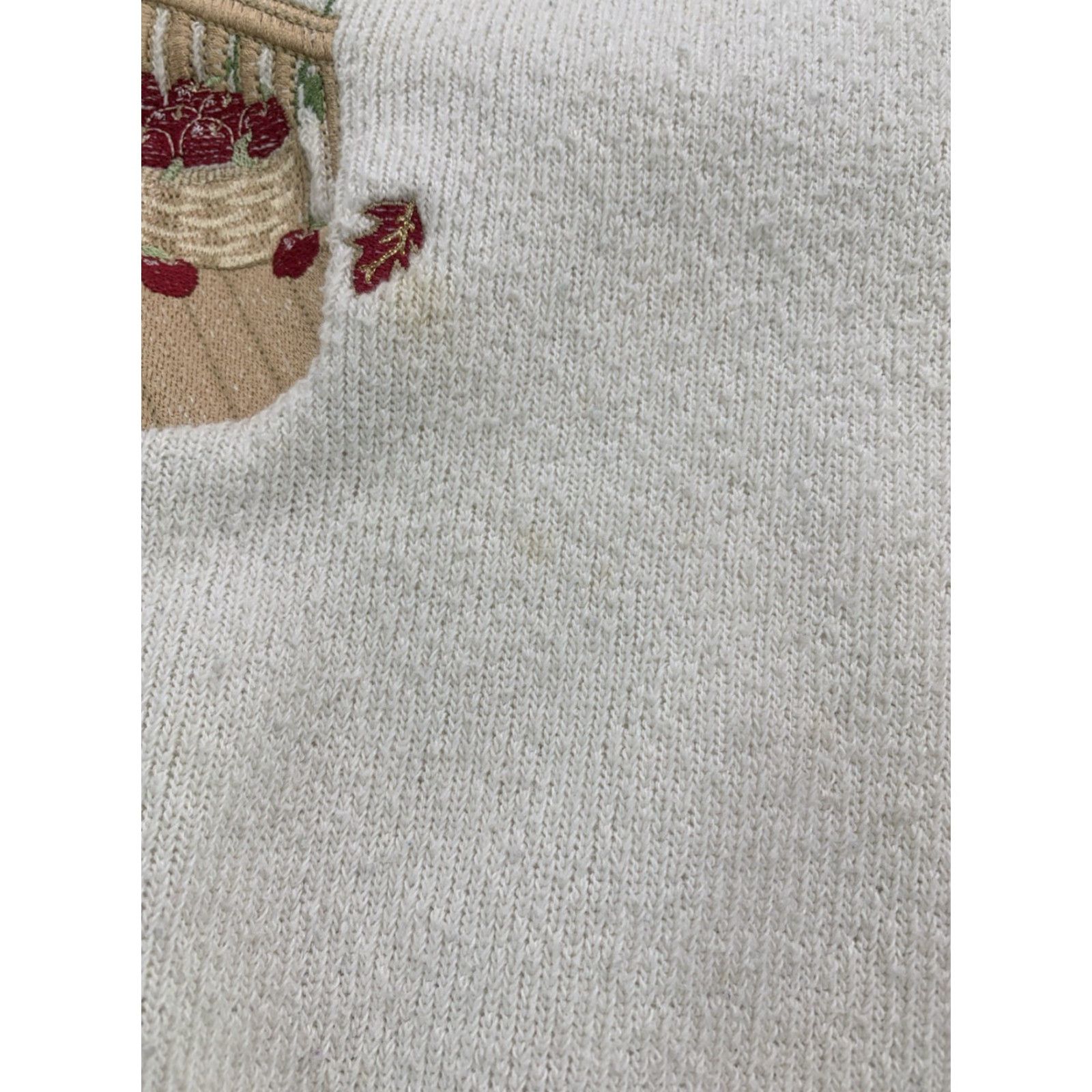 Vintage VINTAGE BonWorth Sweatshirt Cat Embroidered Grandma Collar Large Fall Autumn Knit Ivory Long Sleeve Pullover 90s Womens Size L / US 10 / IT 46 - 6 Thumbnail