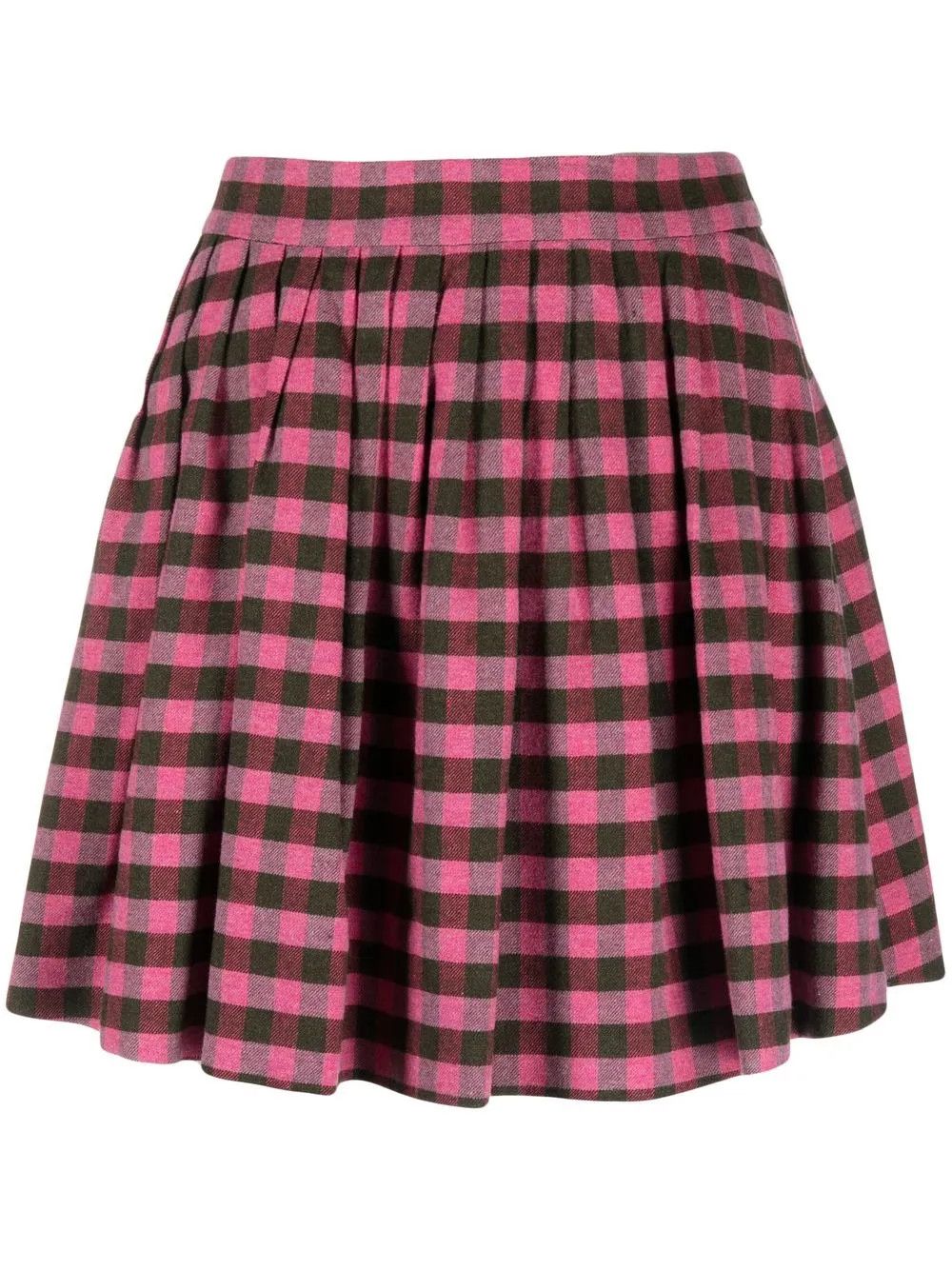 Kenzo o1y1025 Checked Mini Skirt in Magenta Size 27" / US 4 / IT 40 - 1 Thumbnail