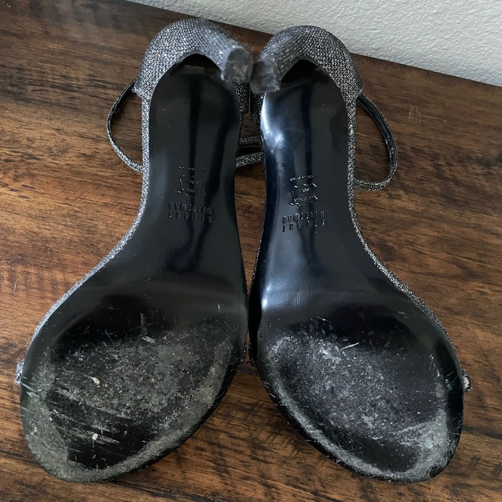 Stuart Weitzman stuart weitzman nudist gray silver sparkly metallic heel Size US 10 / IT 40 - 8 Thumbnail