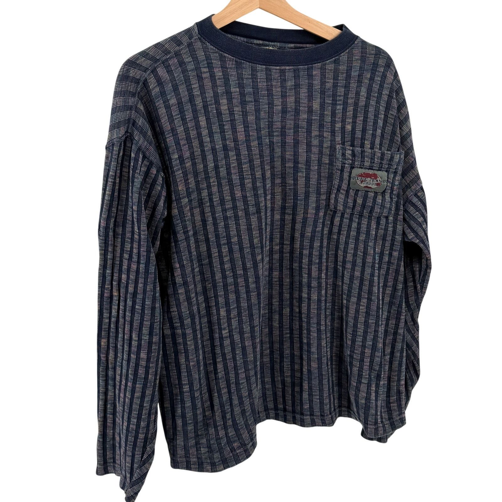 Pepe Jeans Vintage 90s Blue 100% Cotton Rainbow Striped Pocket Shirt Size US L / EU 52-54 / 3 - 1 Thumbnail