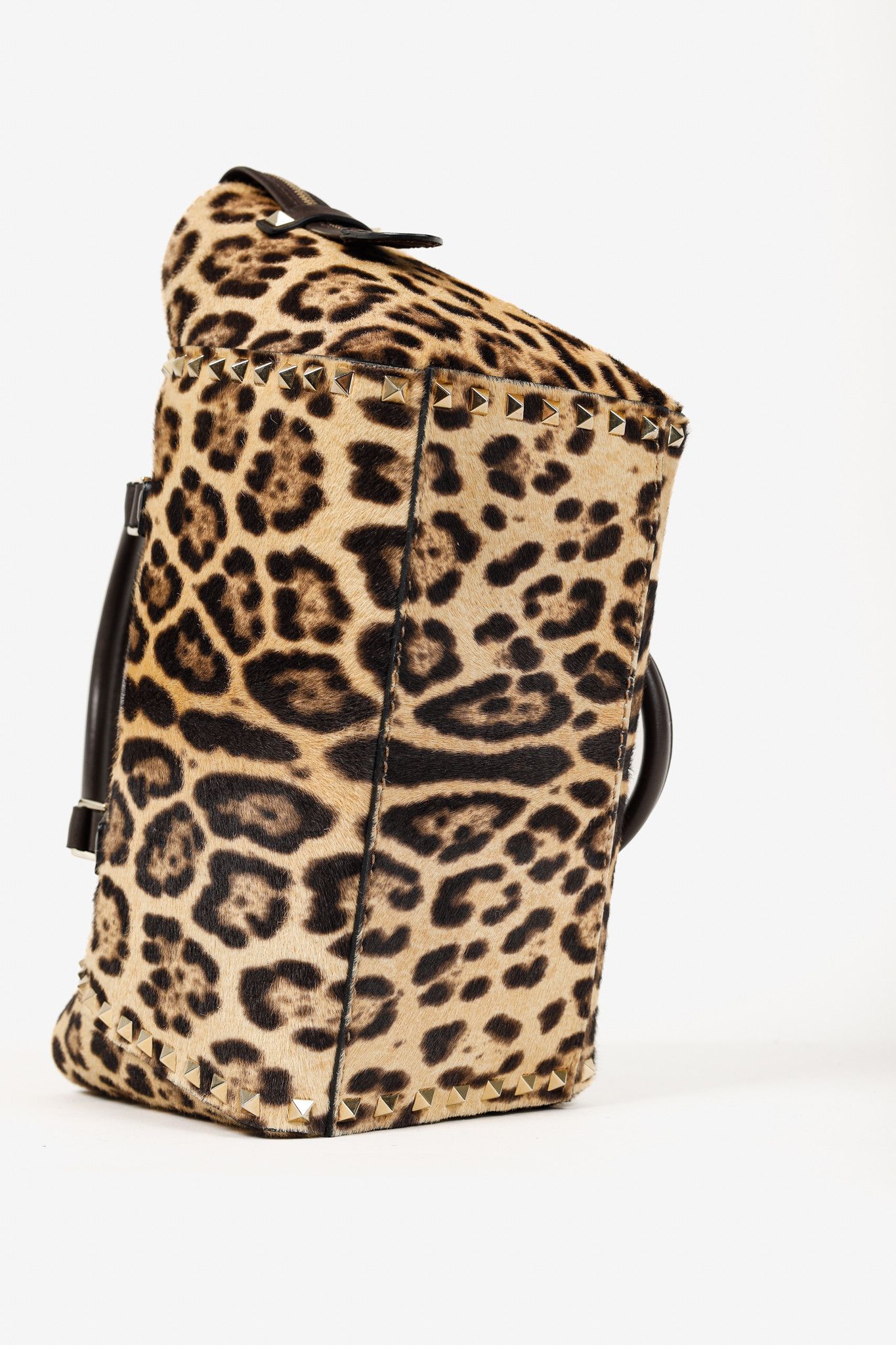 Valentino Valentino Leopard Calf Hair Rockstud Double Handle Tote Size ONE SIZE - 5 Thumbnail
