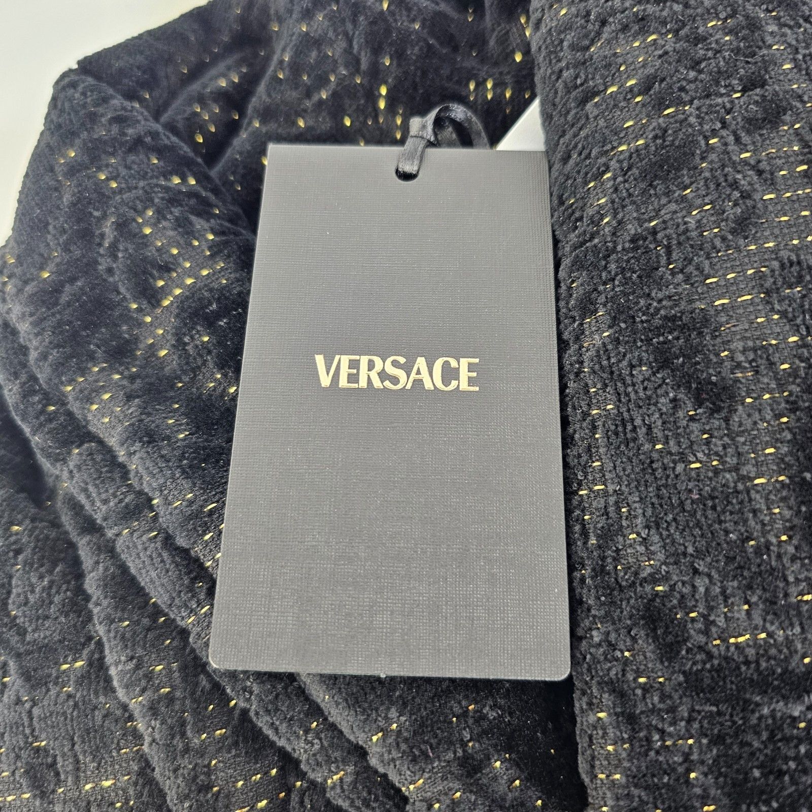 Versace VERSACE Baroque Black Long Unisex Bathrobe New Size US XXL / EU 58 / 5 - 5 Thumbnail