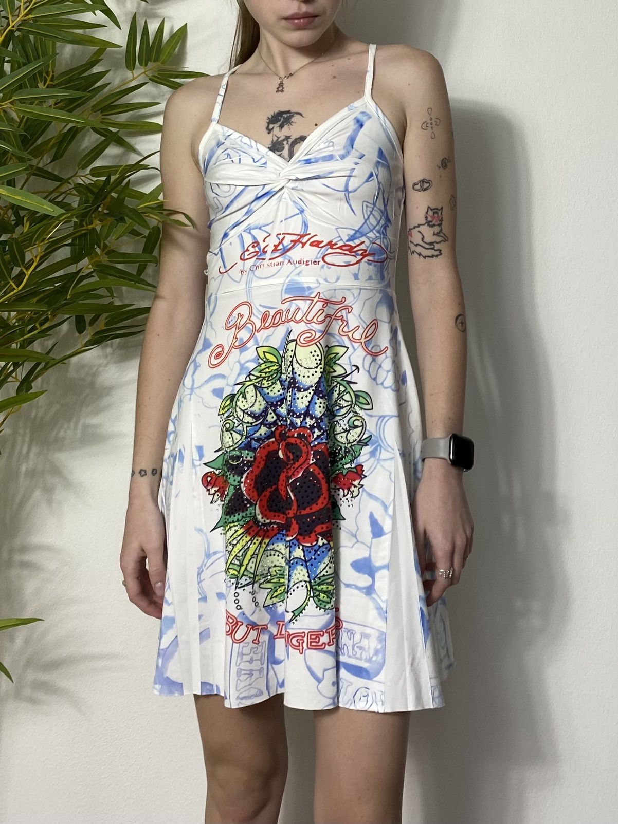 Ed Hardy VINTAGE ED HARDY STRAIN PRINT MINI DRESS Size S / US 4 / IT 40 - 2 Thumbnail