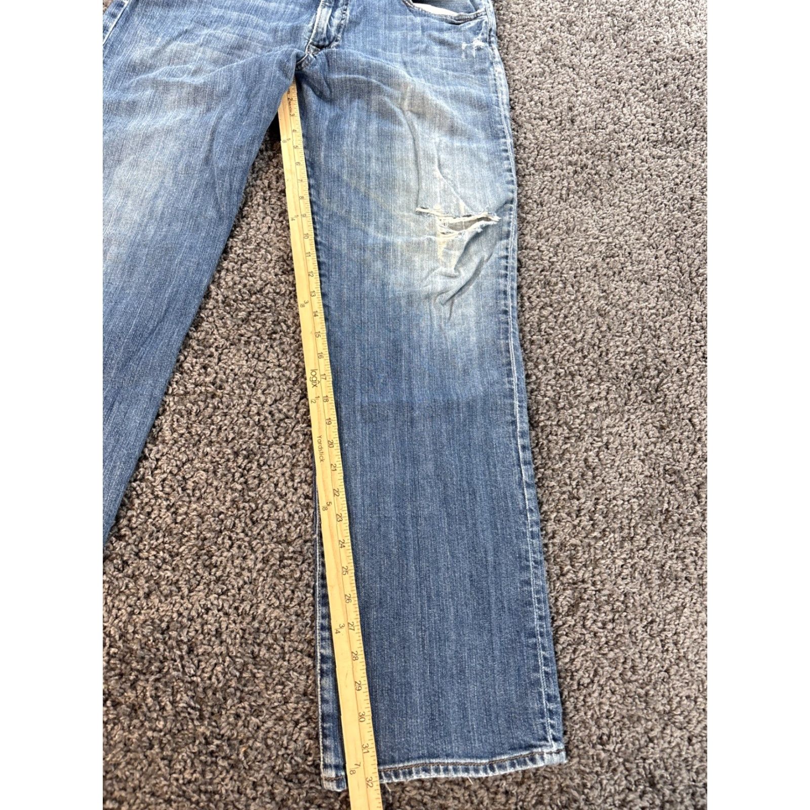 Lucky Brand Lucky Brand 361 Jeans 36x32 Regular Mens Straight Blue Denim Pocket 5-Pocket Distressed Vintage-Style USA Logo Leather Patch Whiskering Size US 36 / EU 52 - 2 Thumbnail
