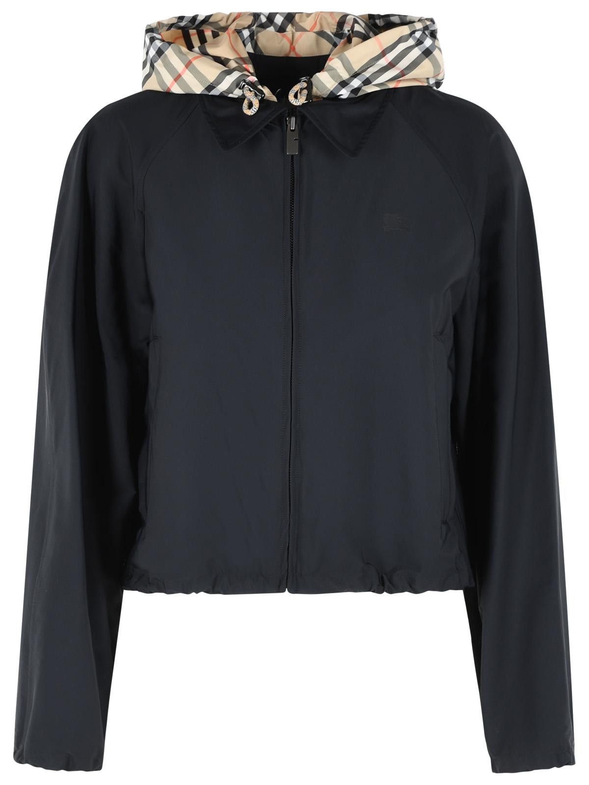 Burberry BURBERRY Cropped 'Newcott' Black Polyamide Hooded Jacket Size M / US 6-8 / IT 42-44 - 1 Thumbnail