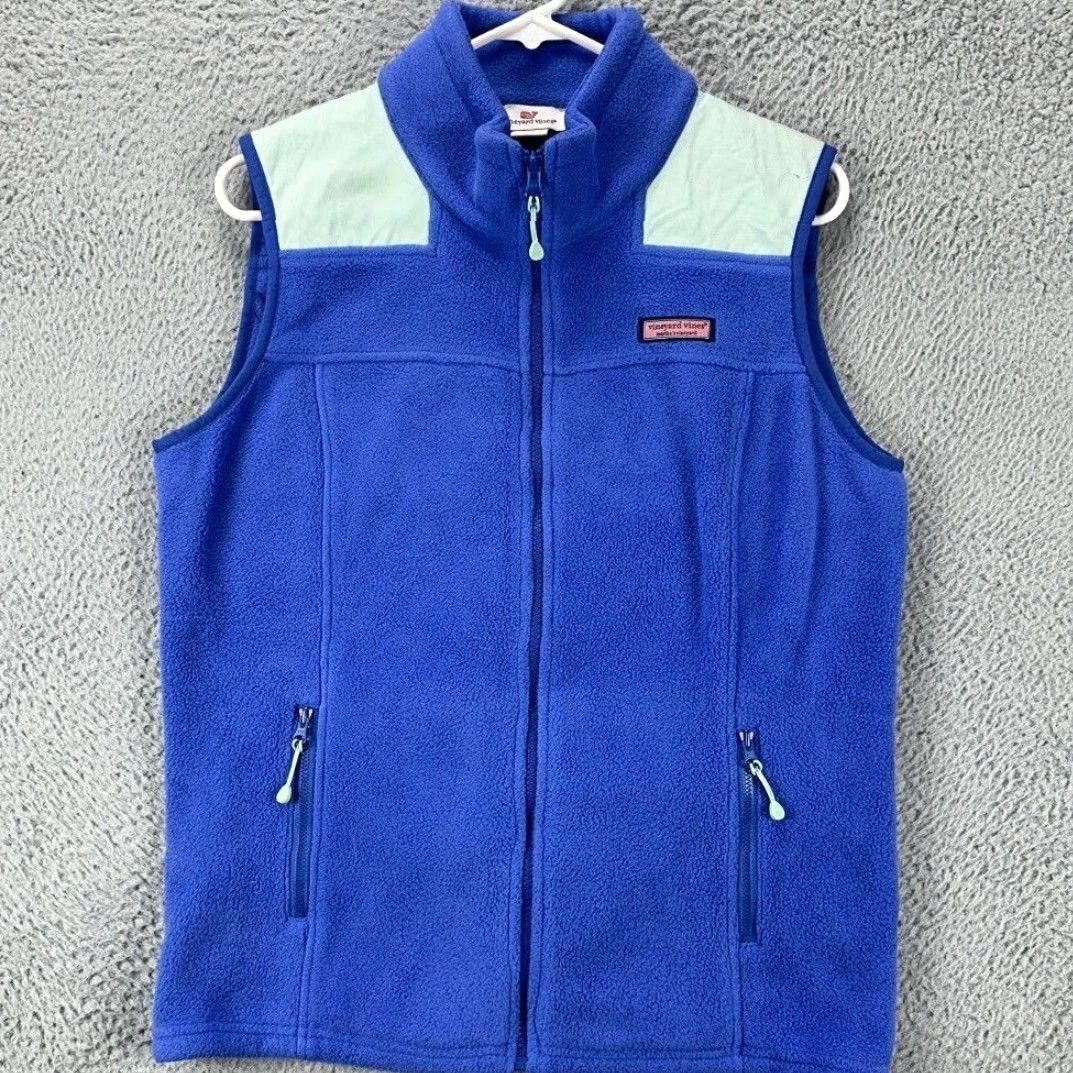 Vineyard Vines Vineyard Vines Vest Adult Medium Blue Colorblock Full Zip Fleece Pocket Mens Size US M / EU 48-50 / 2 - 2 Thumbnail