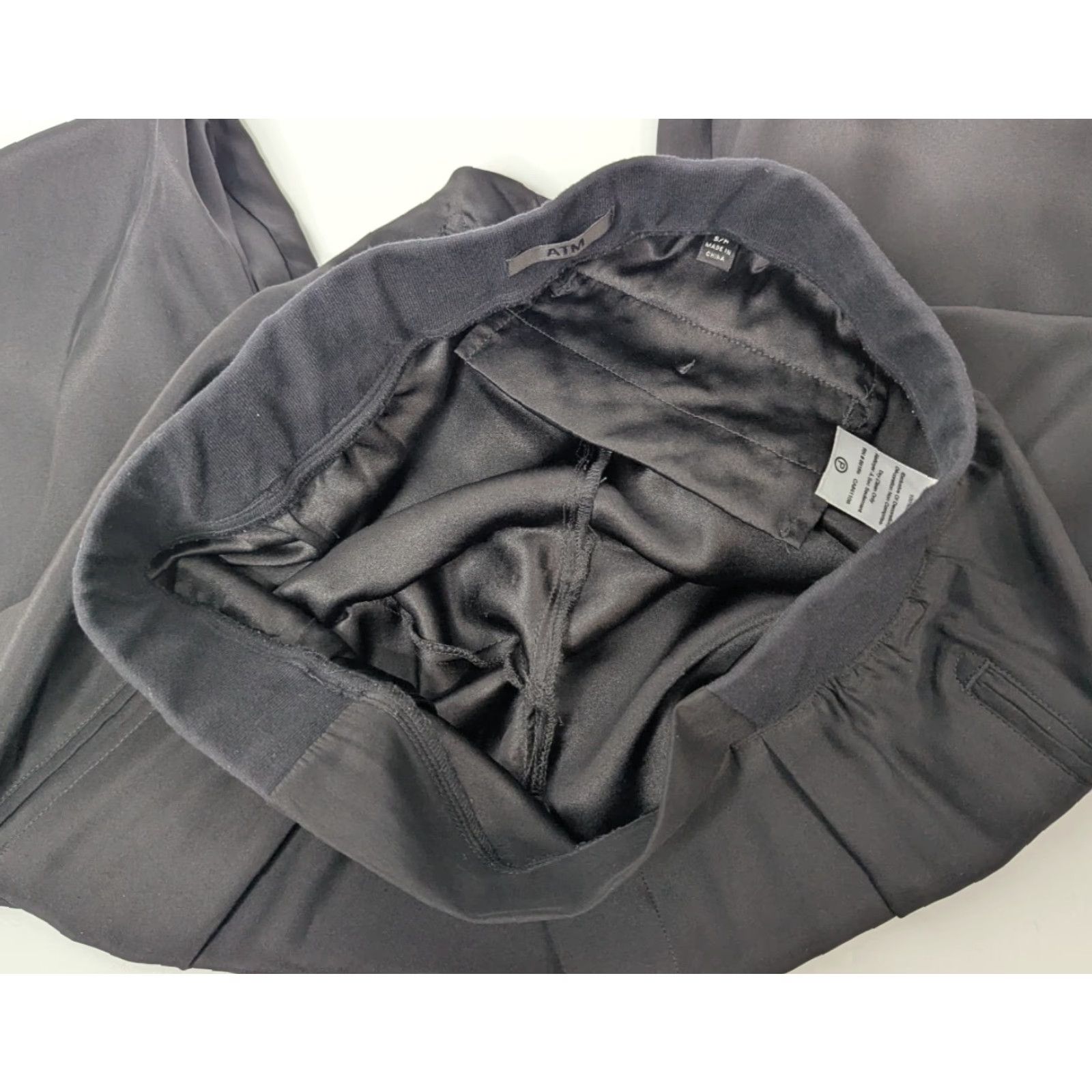 Vintage ATM Jogger Pants Silk Black Womens Size Small Pull On Size 28" / US 6 / IT 42 - 7 Thumbnail