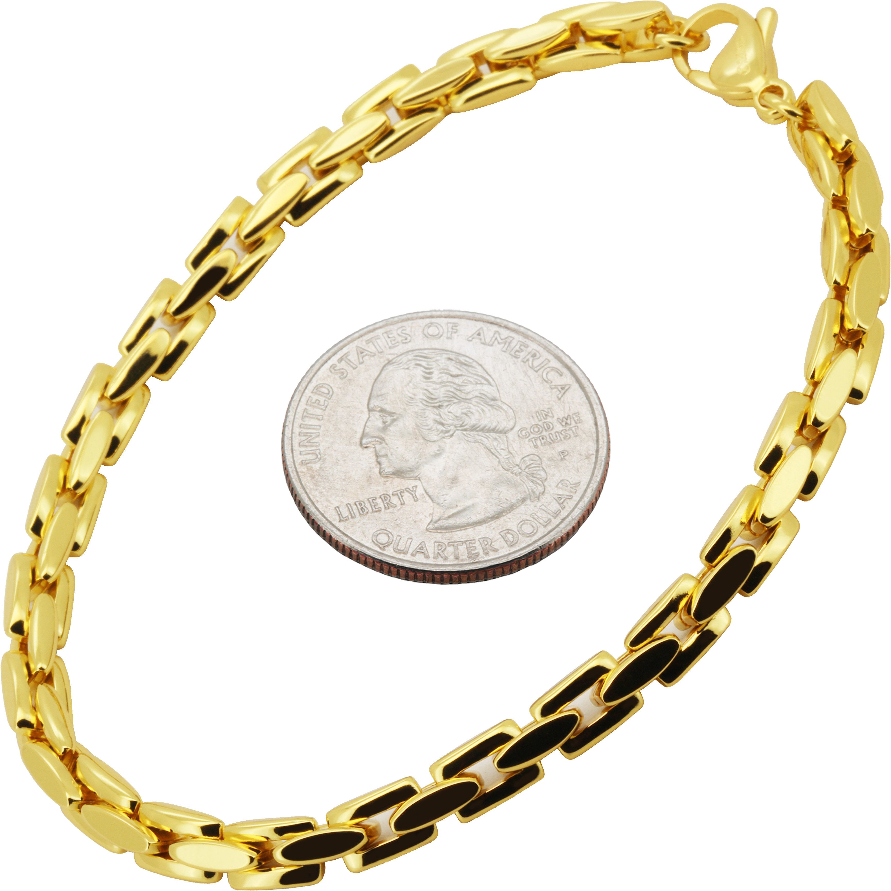 Other 316L SS 22k GP 5mm Interlock Bone Link Bracelet 8.5" Size ONE SIZE - 1 Preview