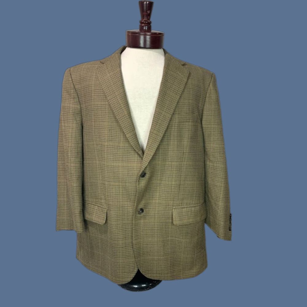 Joseph VINTAGE Joseph & Feiss 2 Button Mens Sport Coat Jacket Brown Houndstooth 44S 44 Short Regular Men Size US 44 / EU 60 - 1 Thumbnail