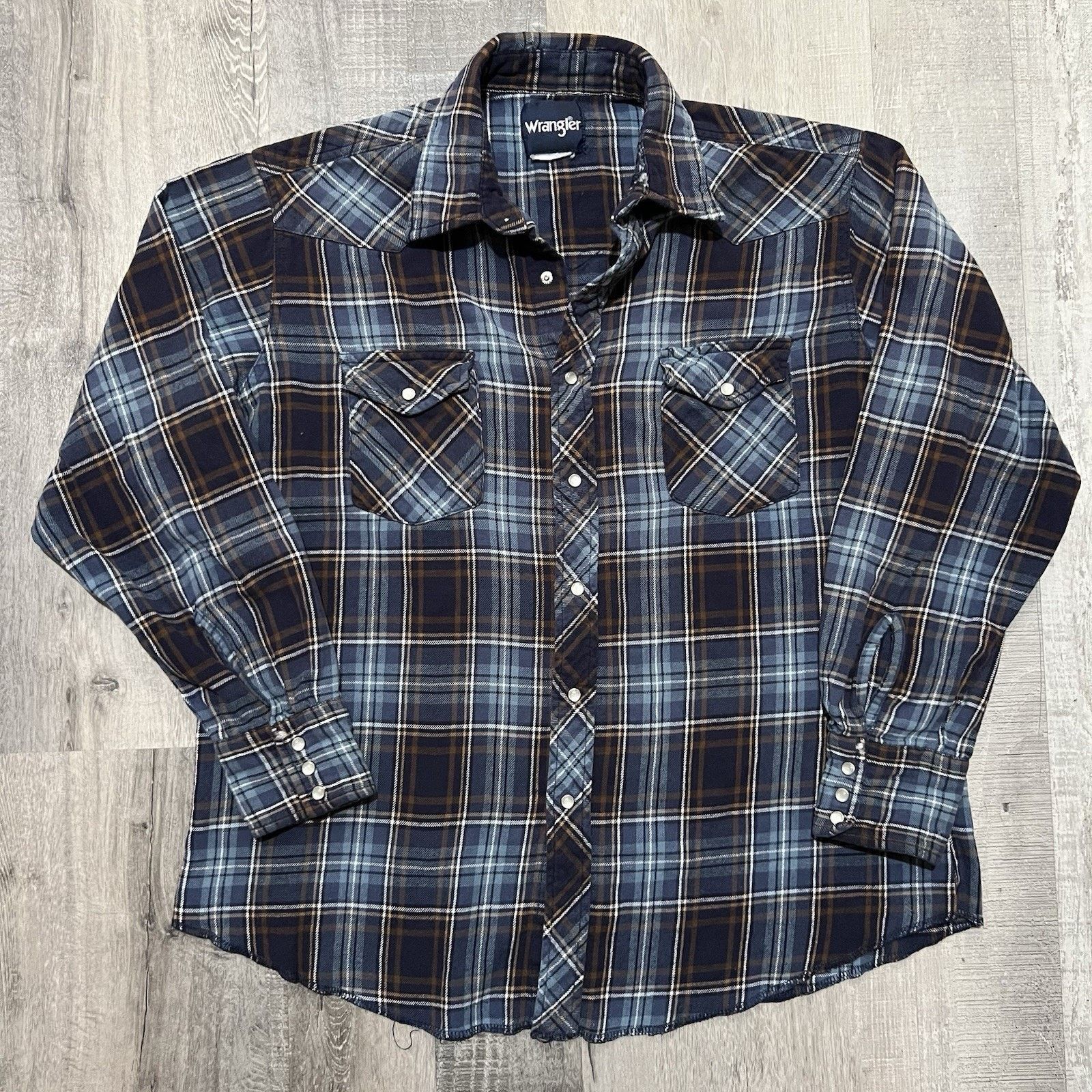 Wrangler Wrangler Cotton Pearl Snap Western Shirt Plaid Distressed Size US L / EU 52-54 / 3 - 1 Thumbnail