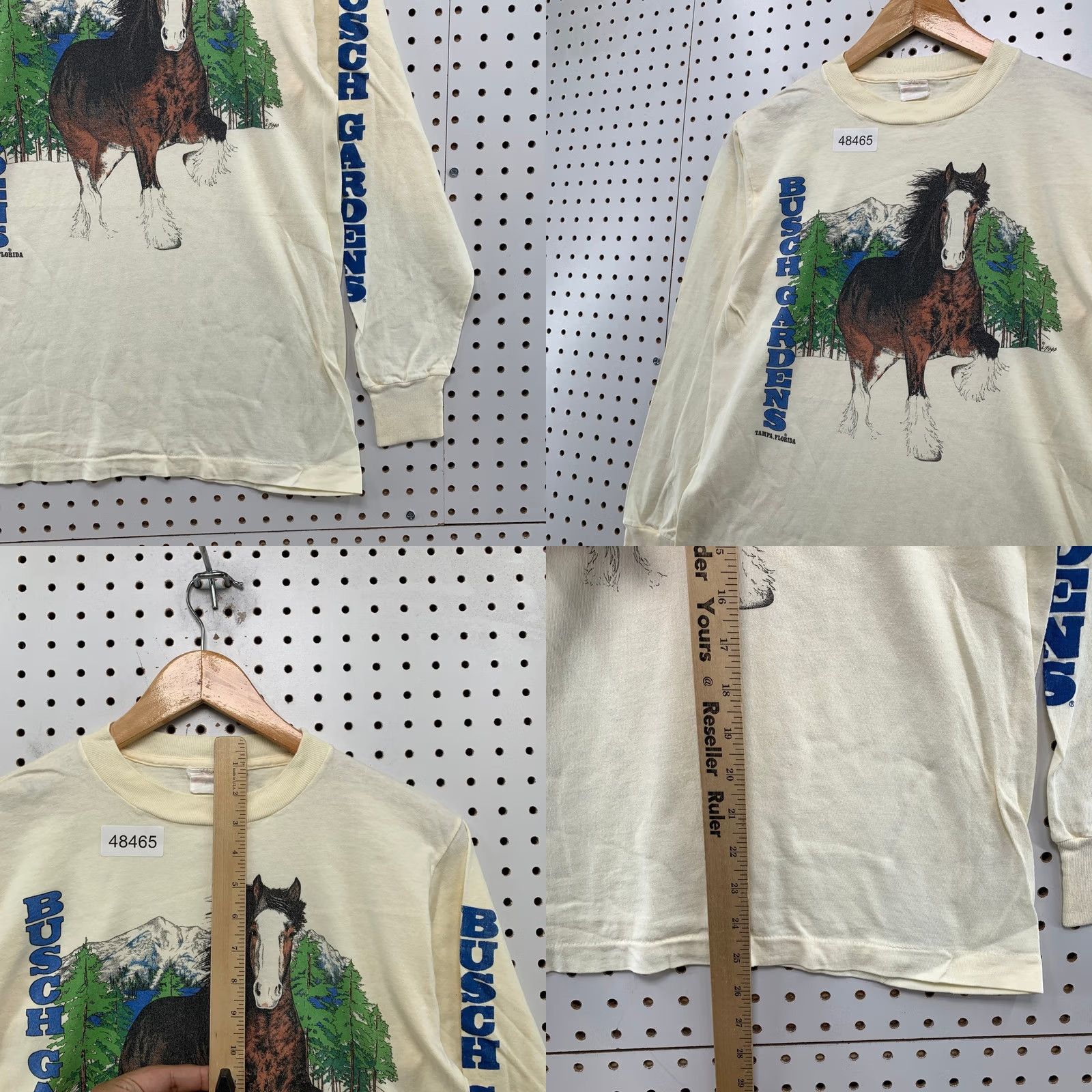 Vintage VINTAGE Busch Gardens T Shirt Mens M Cream 90s Clydesdale Horse Long Sleeve Size US M / EU 48-50 / 2 - 8 Thumbnail