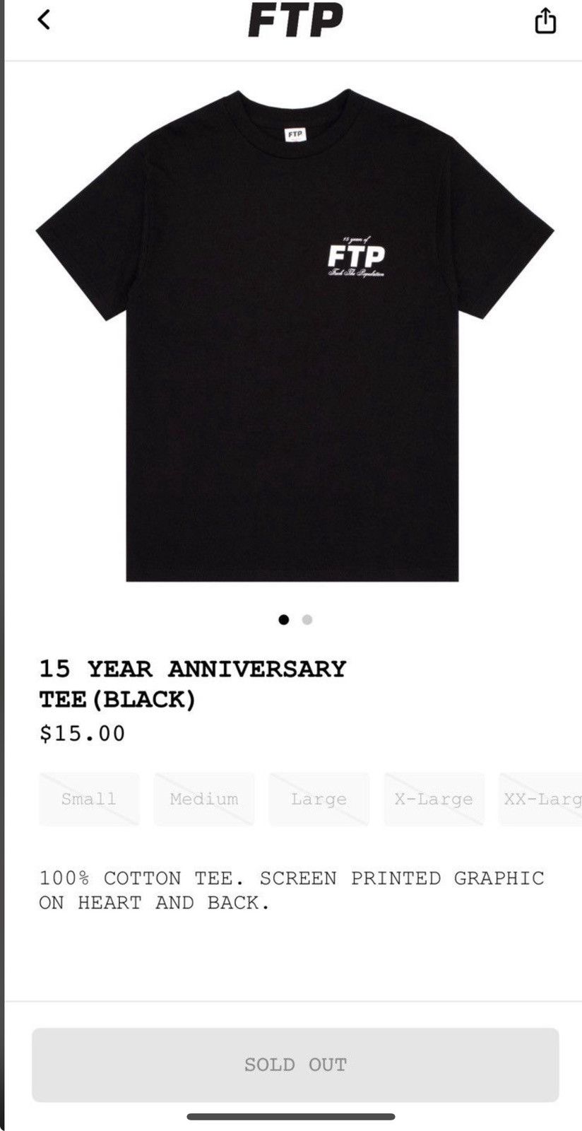 Fuck The Population FTP 15 year anniversary tee black M Size US M / EU 48-50 / 2 - 3 Thumbnail